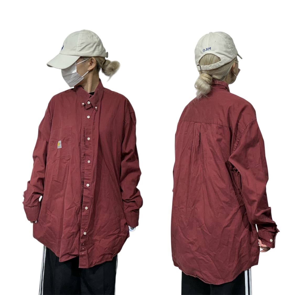 칼하트 버건디 오버핏 솔리드 워크 셔츠 XL 상품이미지1