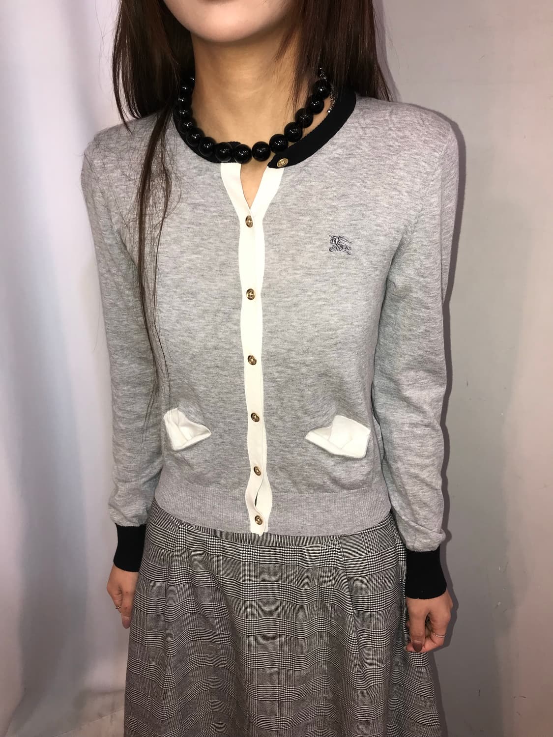 🐰버버리 배색 니트 가디건 🐰 상품이미지3