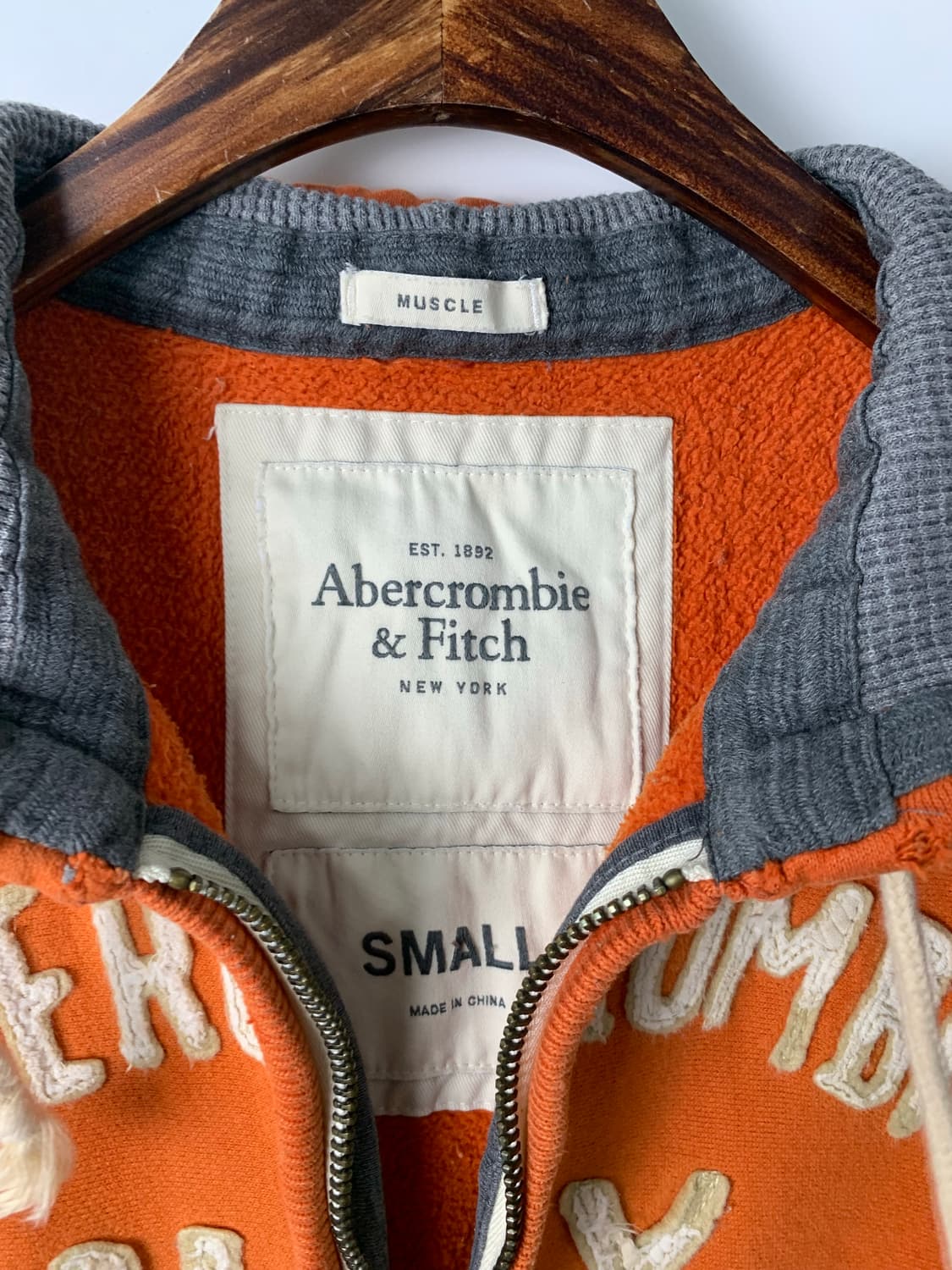 아베크롬비 y2k 와투케 오렌지 헤비코튼 후드집업 상품이미지5