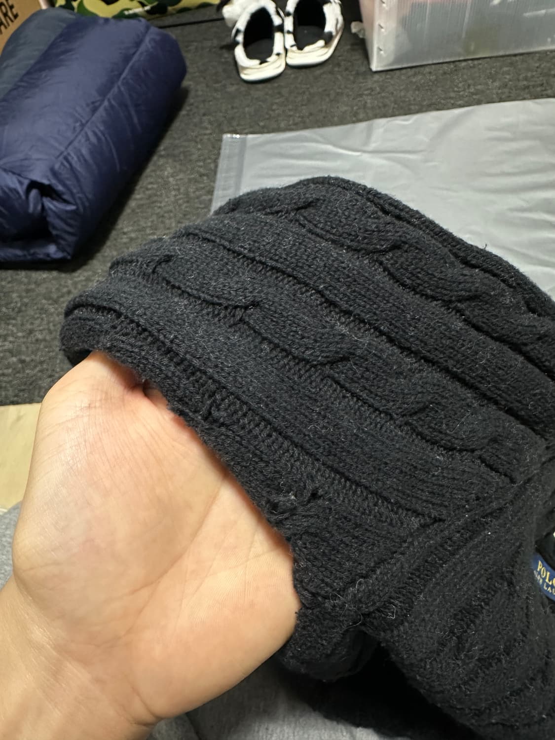 폴로랄프로렌 꽈배기 브이넥 블랙니트 s 상품이미지3