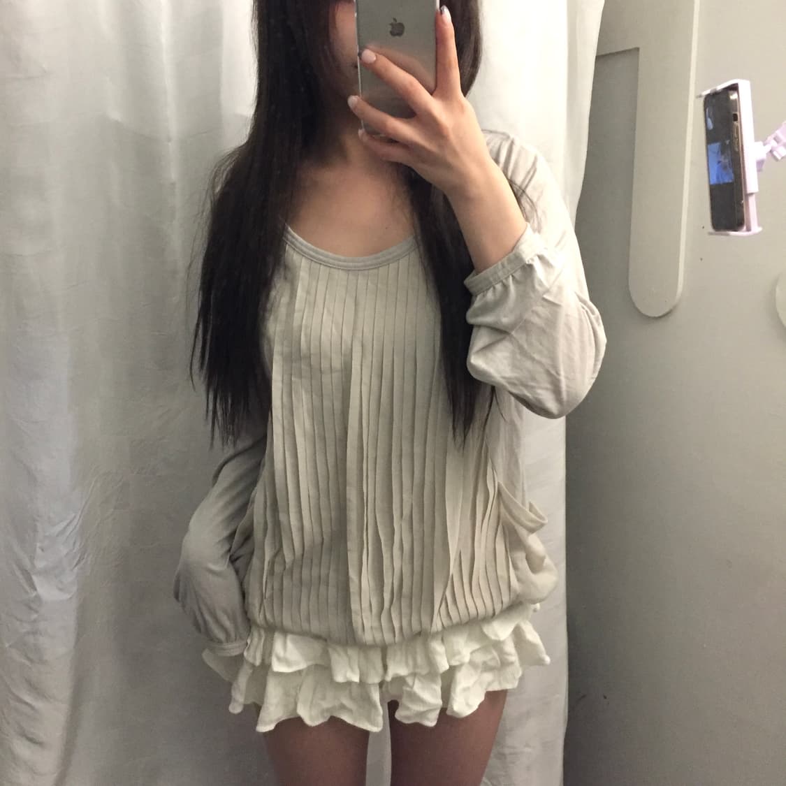 JPN Vintage 로걀 갸루 러블리 플리츠 블라우스 상품이미지2