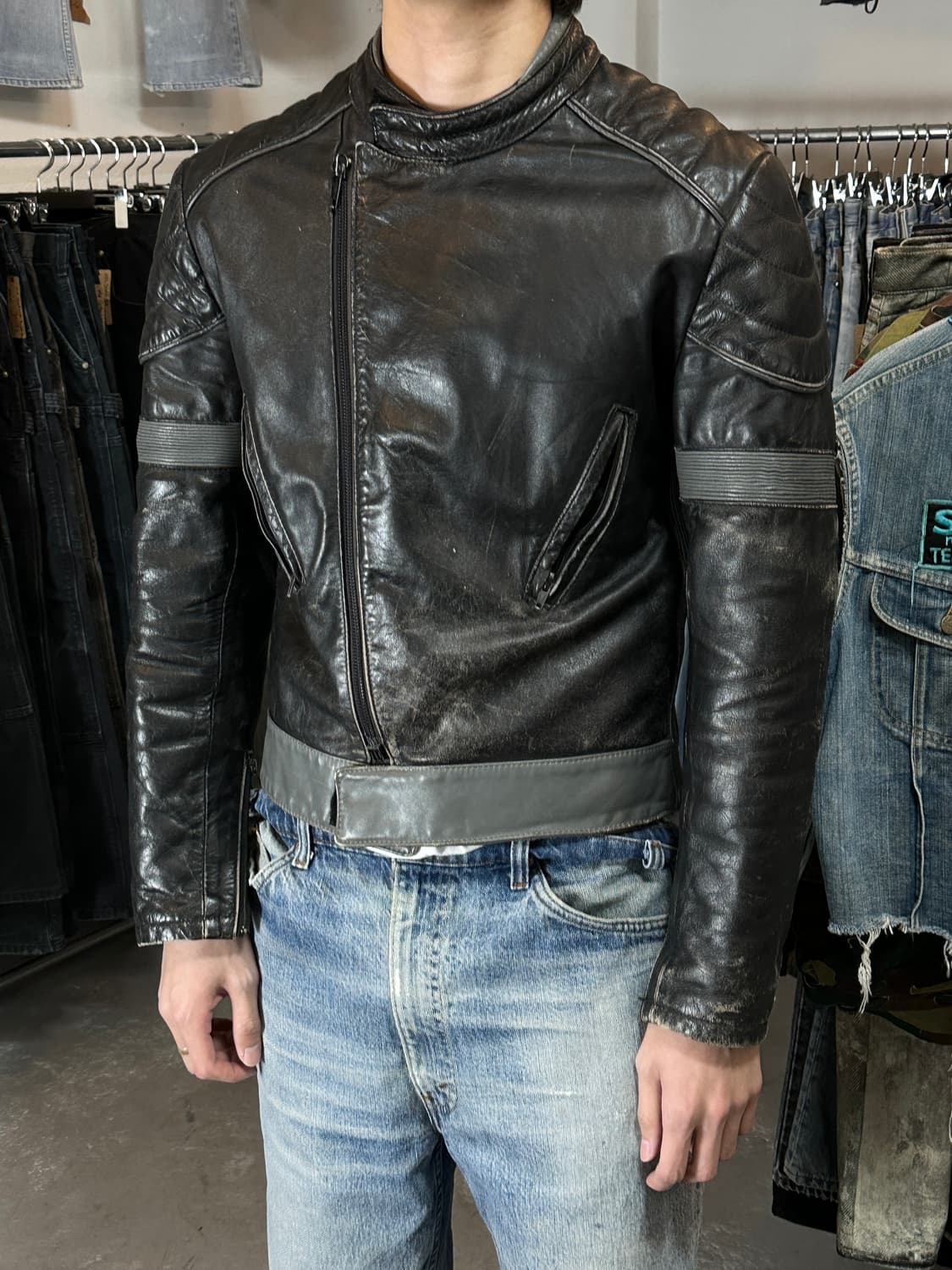 00's 빈티지 디스 레더 자켓 빈티지 레더 자켓 라이더 상품이미지3
