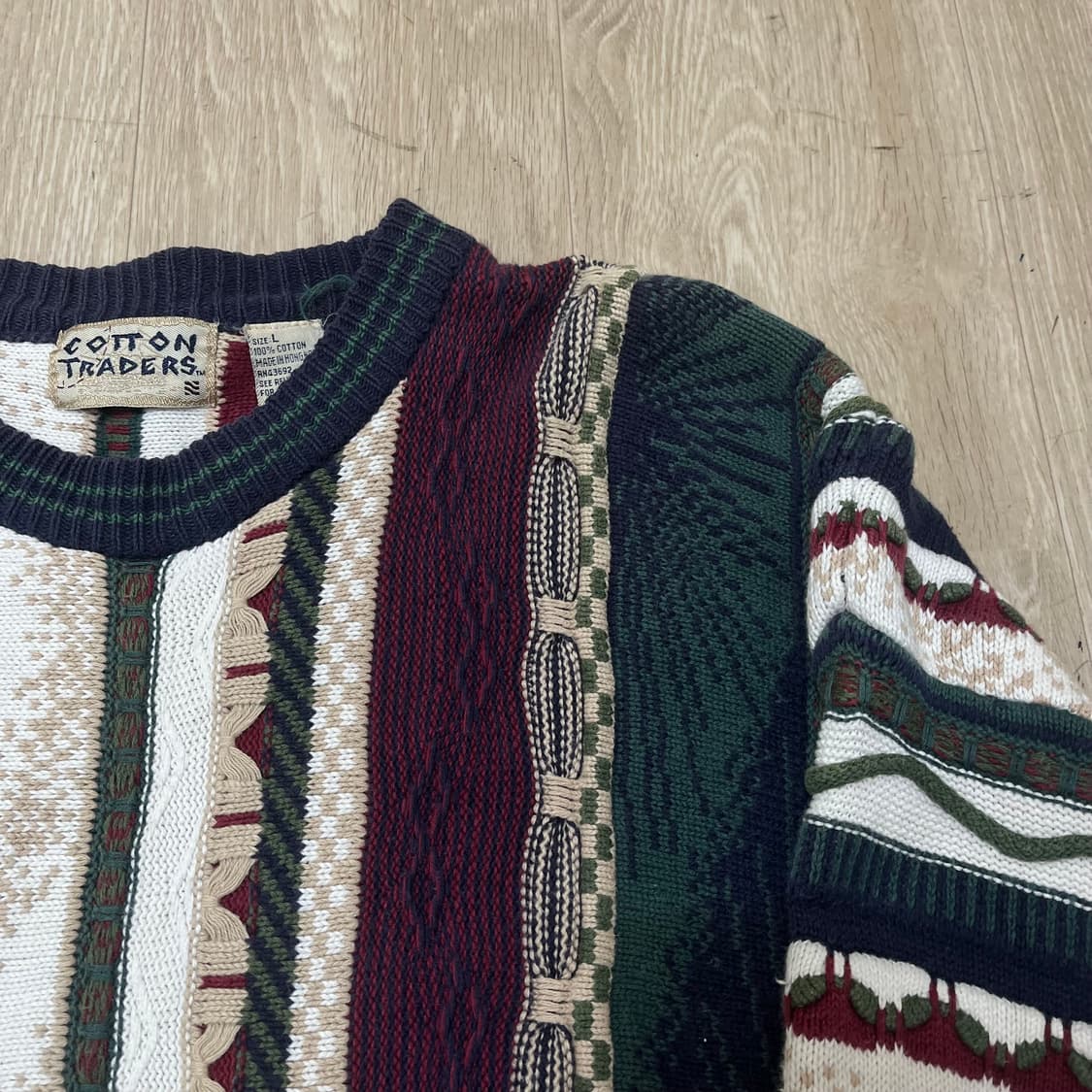 코튼 트레이더스 빈티지 아메카지 패턴 코튼 니트 L(100) 상품이미지2