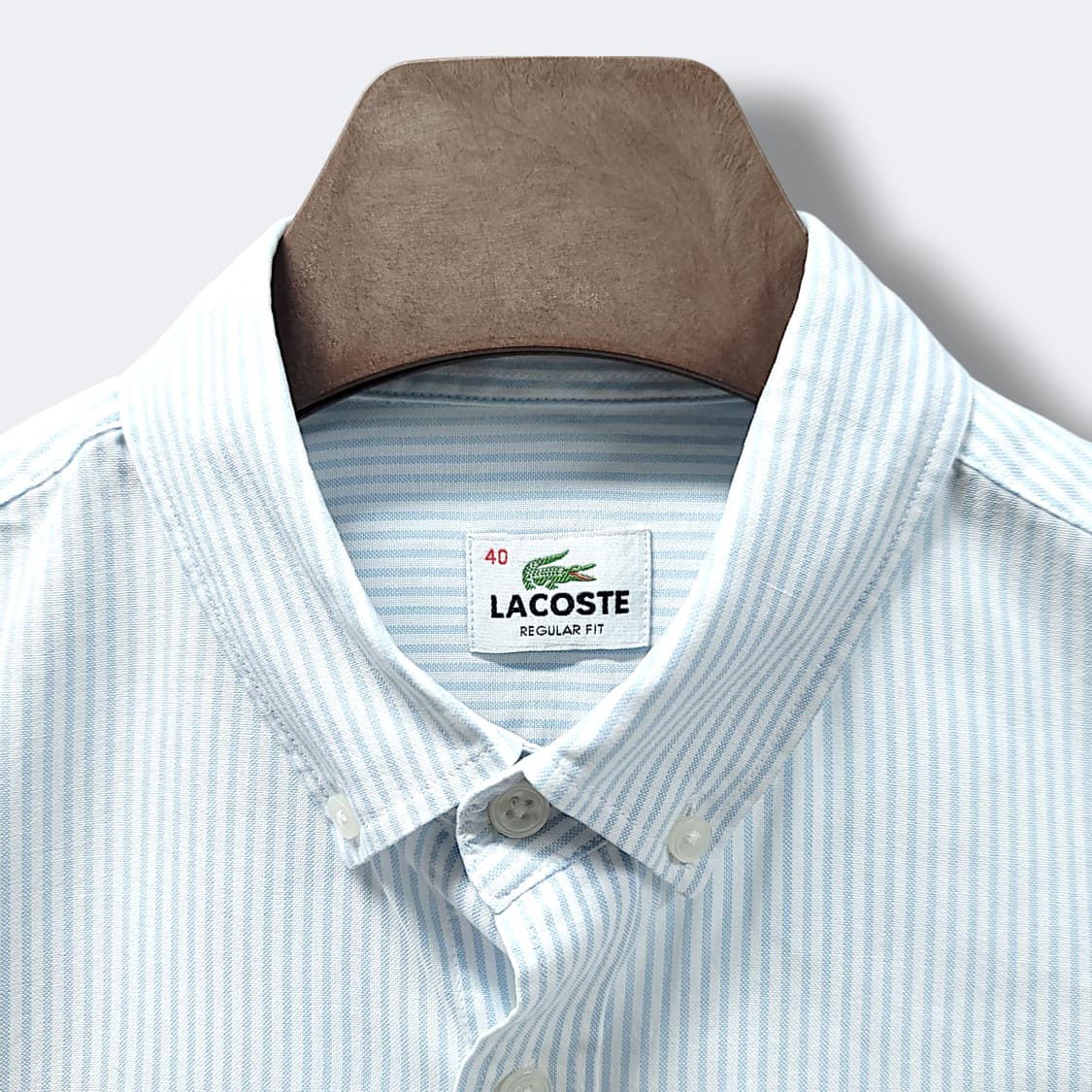 [100] 라코스테 화이트&스카이블루 스트라이프 레귤러핏 긴팔셔츠 상품이미지7