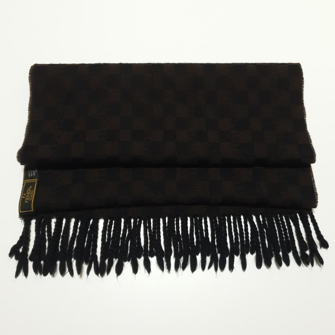 펜디 로고 체커보드 올오버 패턴 목도리 100% 울 머플러 정품 상품이미지2