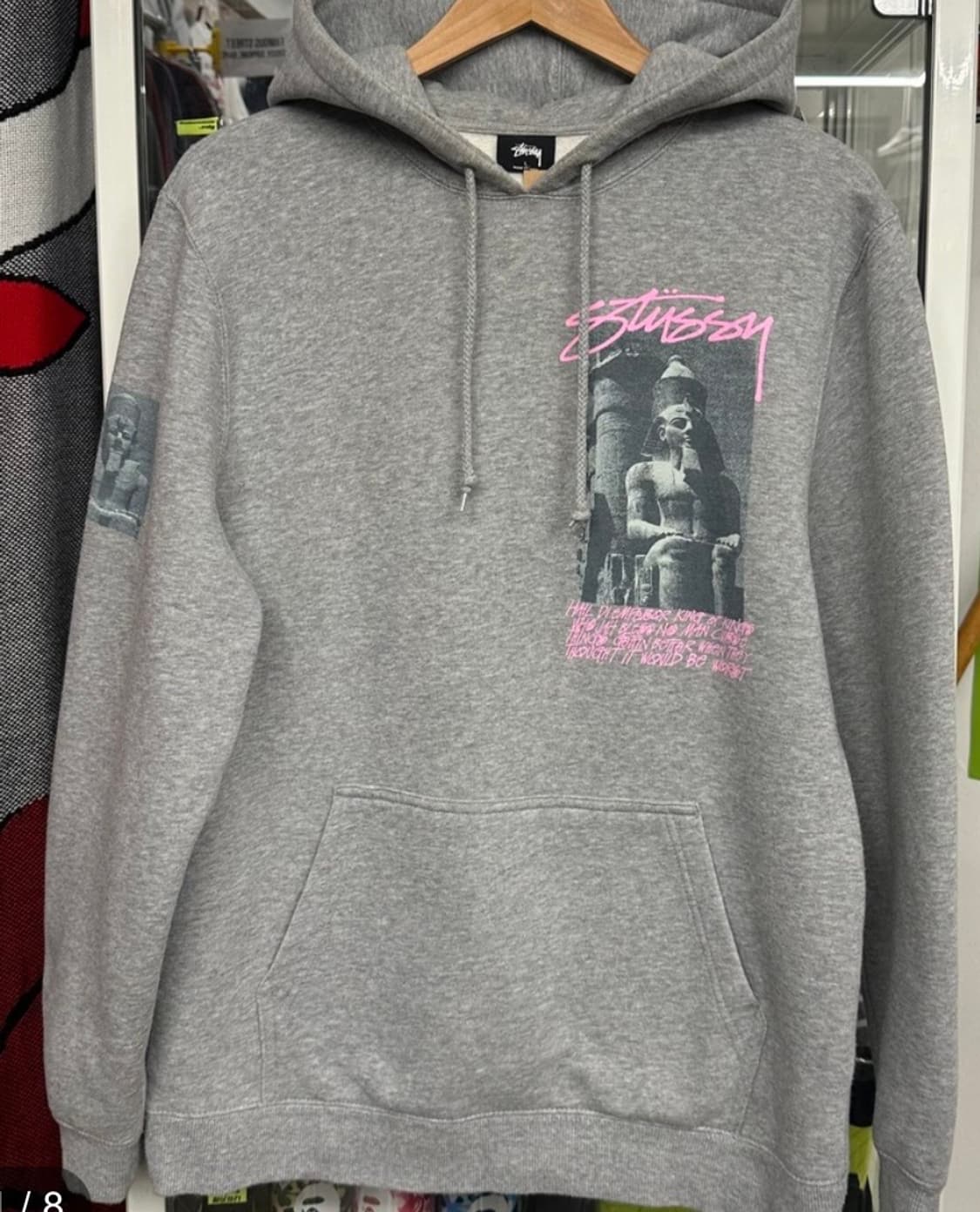 스투시 이집트 후드 후디 그레이 핑크 상품이미지6