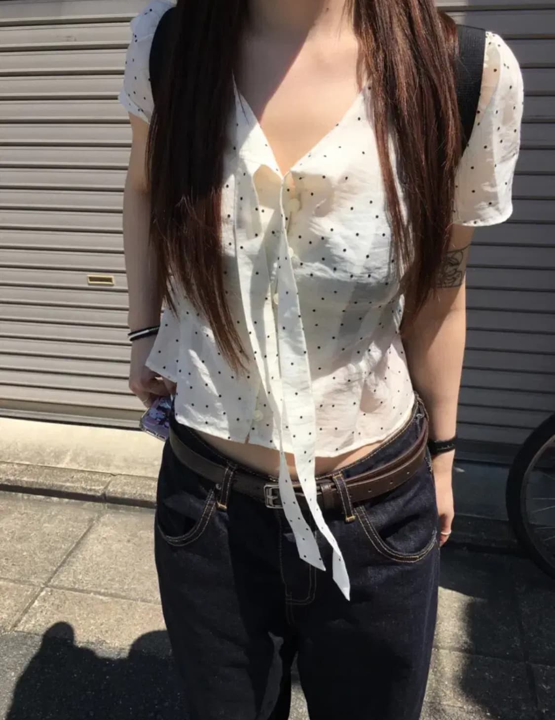 cookie dot blouse 아워캐비넷 블라우스 화이트 상품이미지1