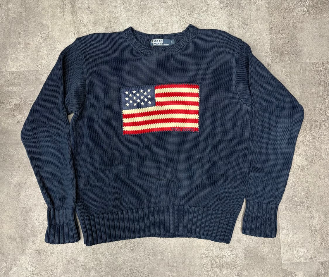 90s 폴로 랄프로렌 성조기 니트 네이비 상품이미지1