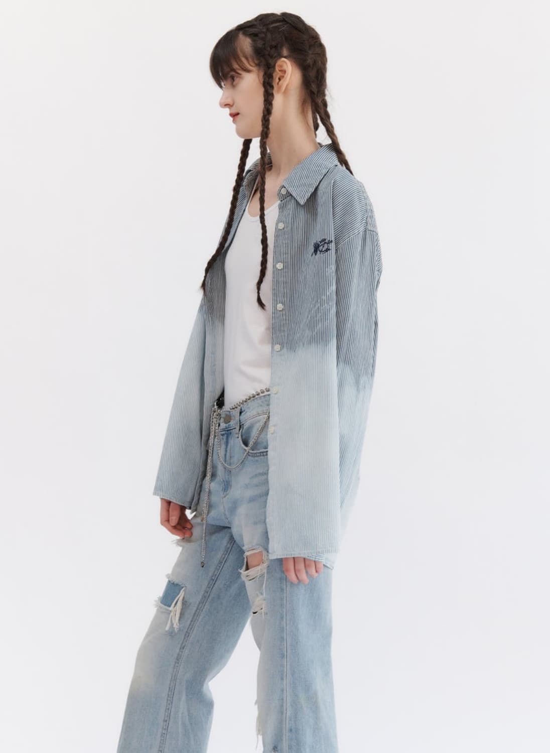 더오픈프로덕트 HALF BLEACHED DENIM SHIRT 상품이미지4