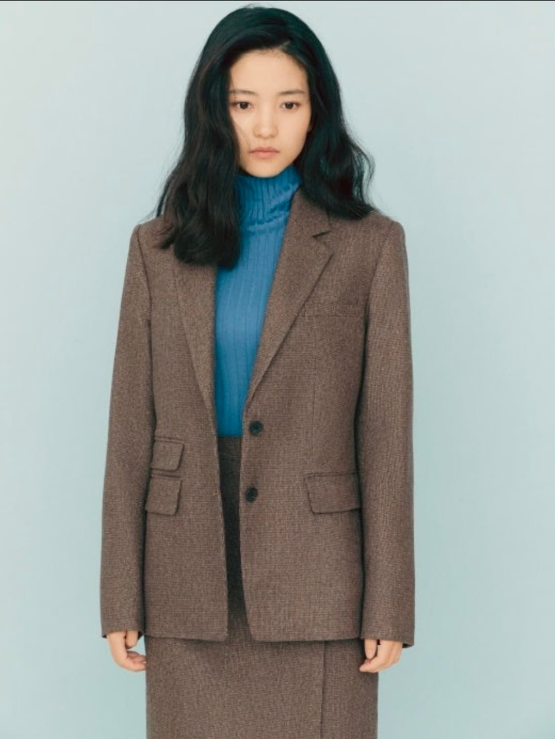 프론트로우 체크 캐시미어 블렌드 테일러드 블레이저 자켓 2 라이트브라운 상품이미지1