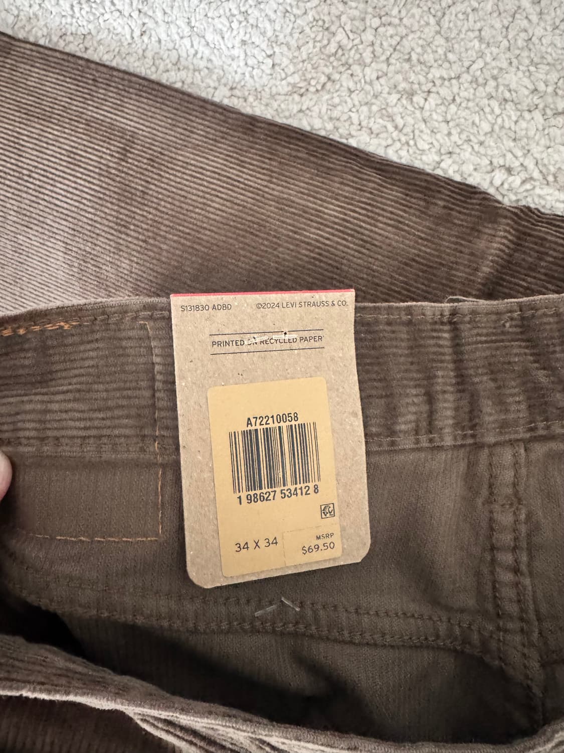 565 코듀로이 팬츠 34/34 브라운 상품이미지4