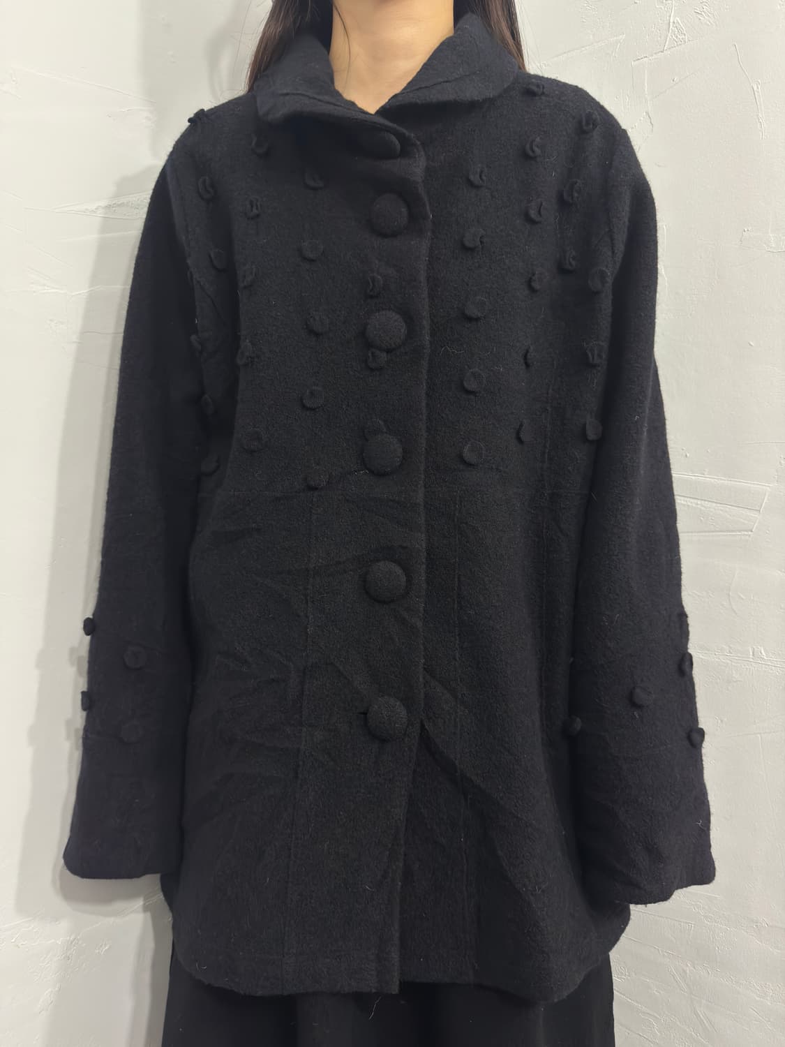 acheter dot design button wool coat 상품이미지1