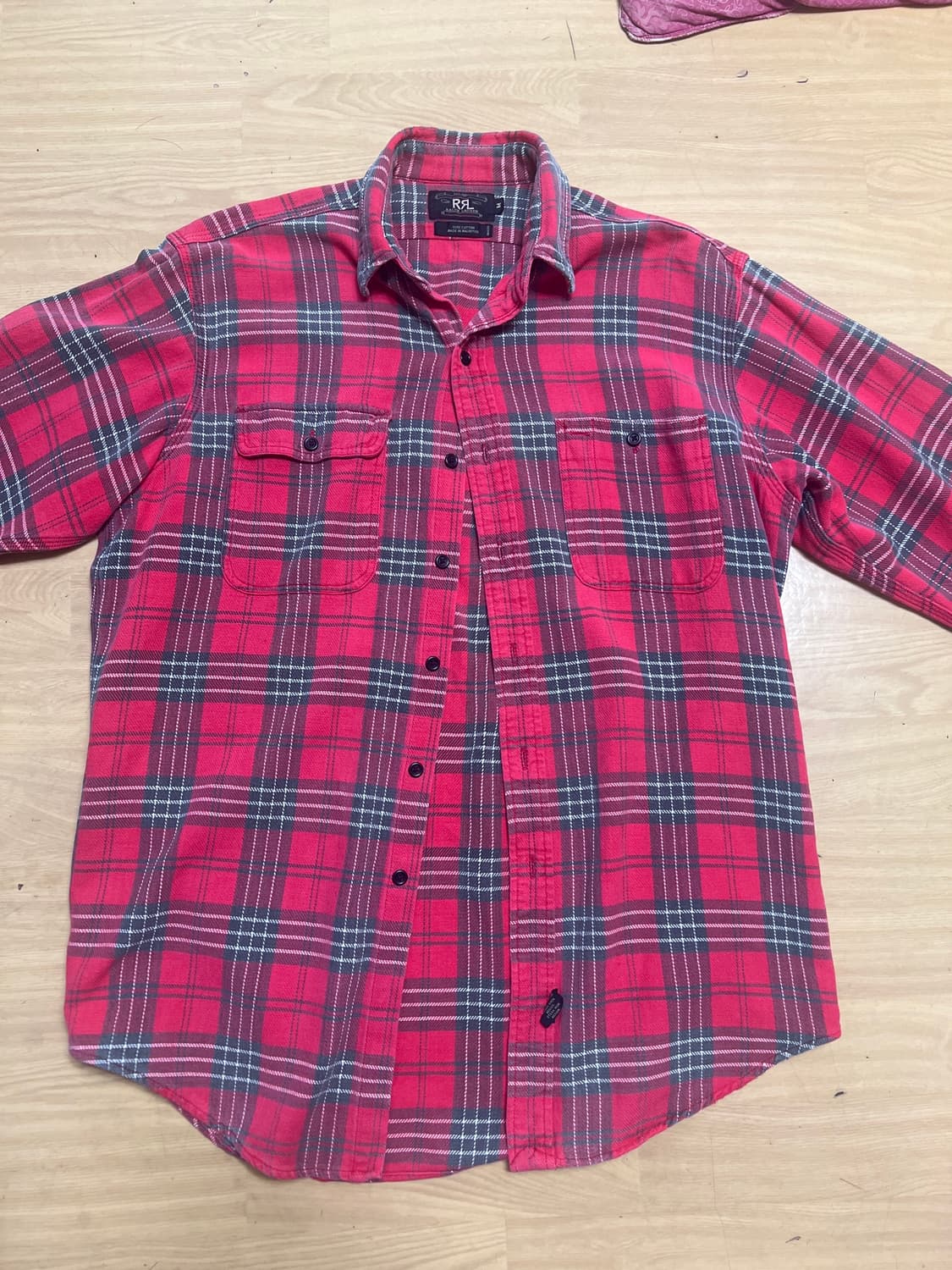 [M] RRL 더블알엘 플라넬 체크 워크 셔츠 레드 상품이미지1