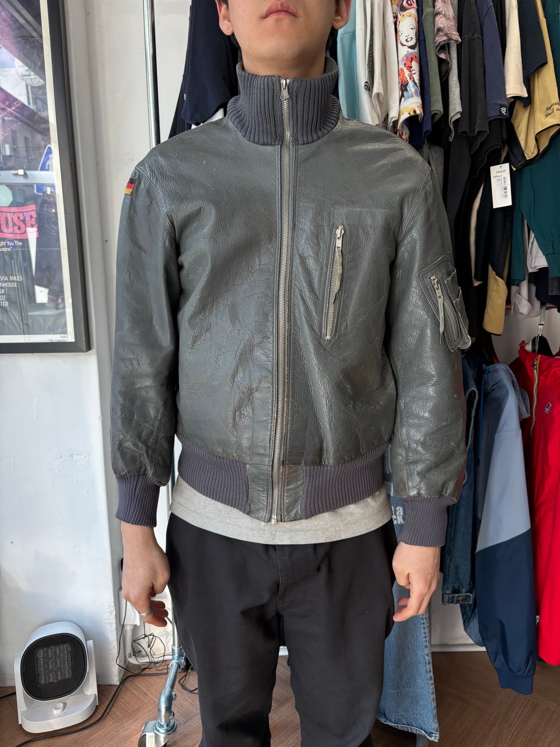 80s Germany 레더 플라이트 자켓 상품이미지2