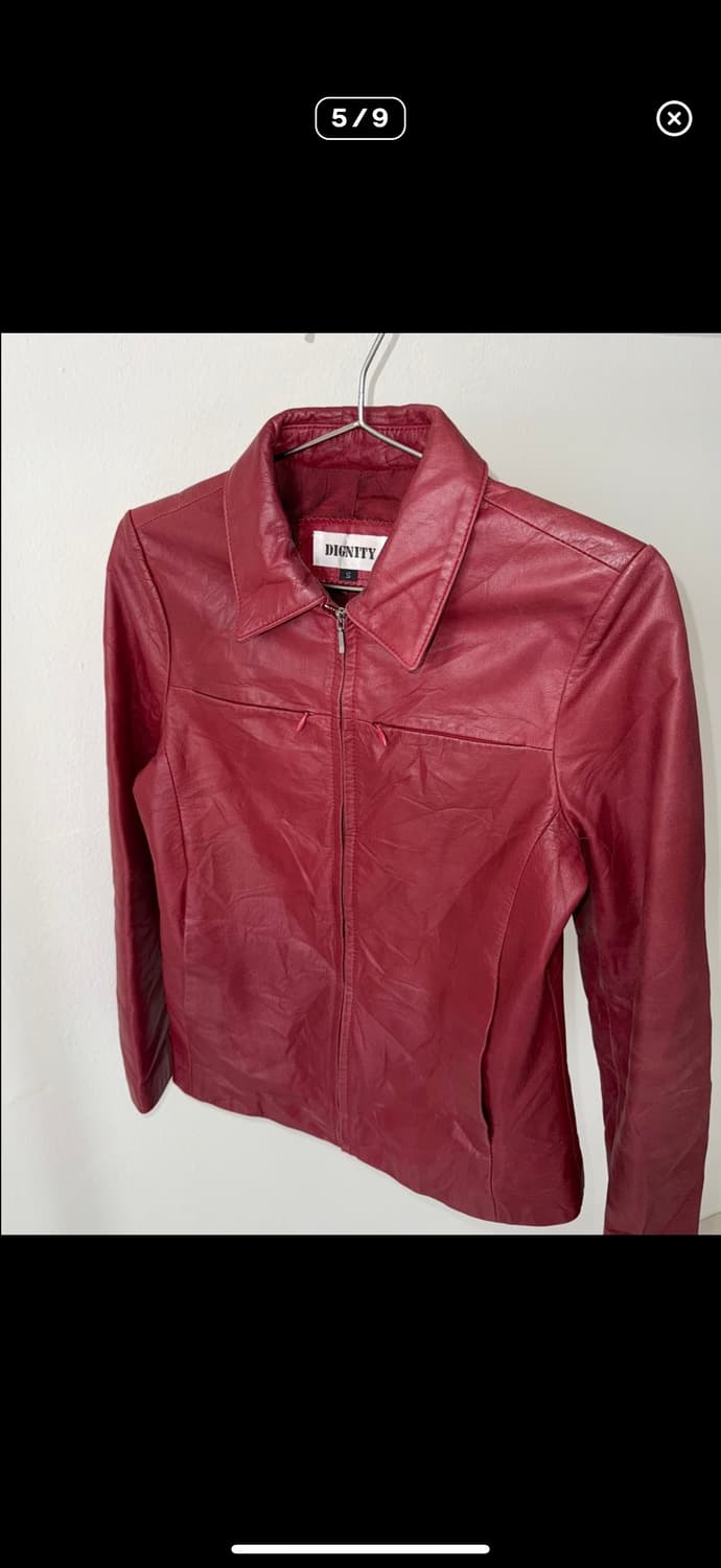 빈티지 레드 레더 자켓  상품이미지5