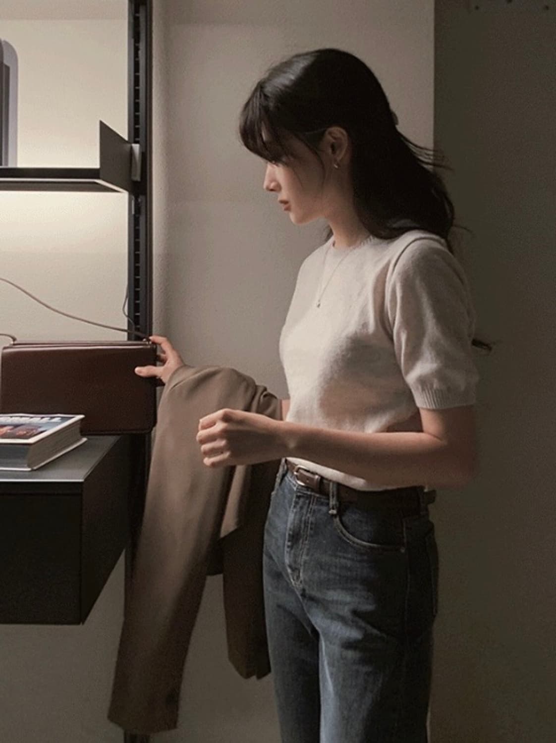 (미착용, 새상품) 슬로우앤드 하프앤 소프트 라운드 니트 오트그레이 봄옷 상품이미지2