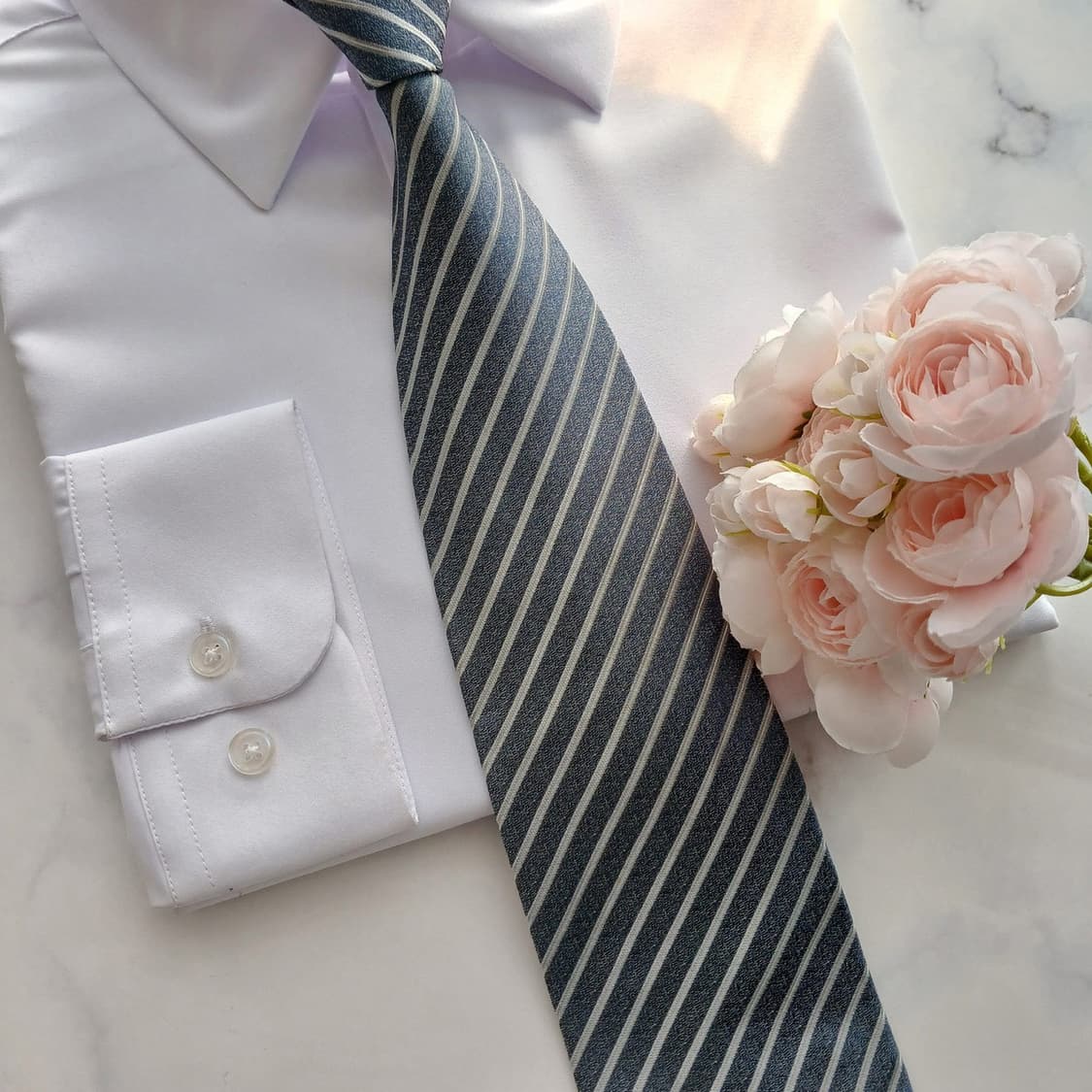 아쿠아스큐텀 실크 블루 스트라이프 넥타이 9.3cm A+등급 A18792 상품이미지5