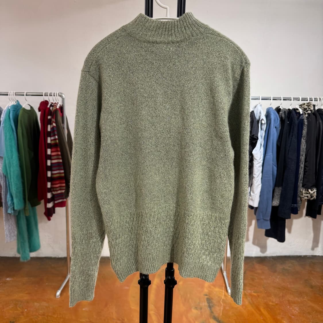 빈티지 글리터 반집업 니트 (민트) 상품이미지7