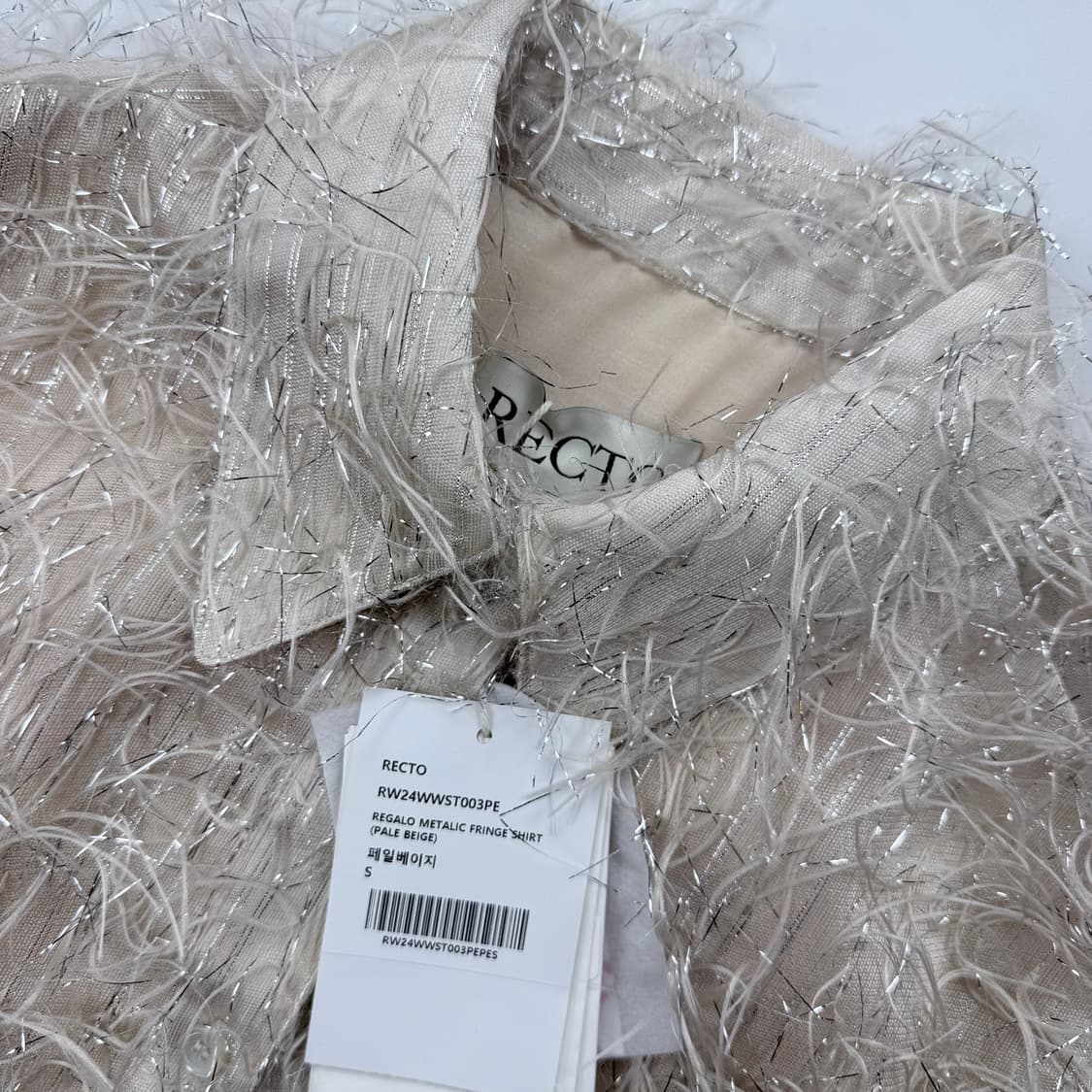 렉토 REGALO METALIC FRINGE SHIRT(페일 베이지) 상품이미지7