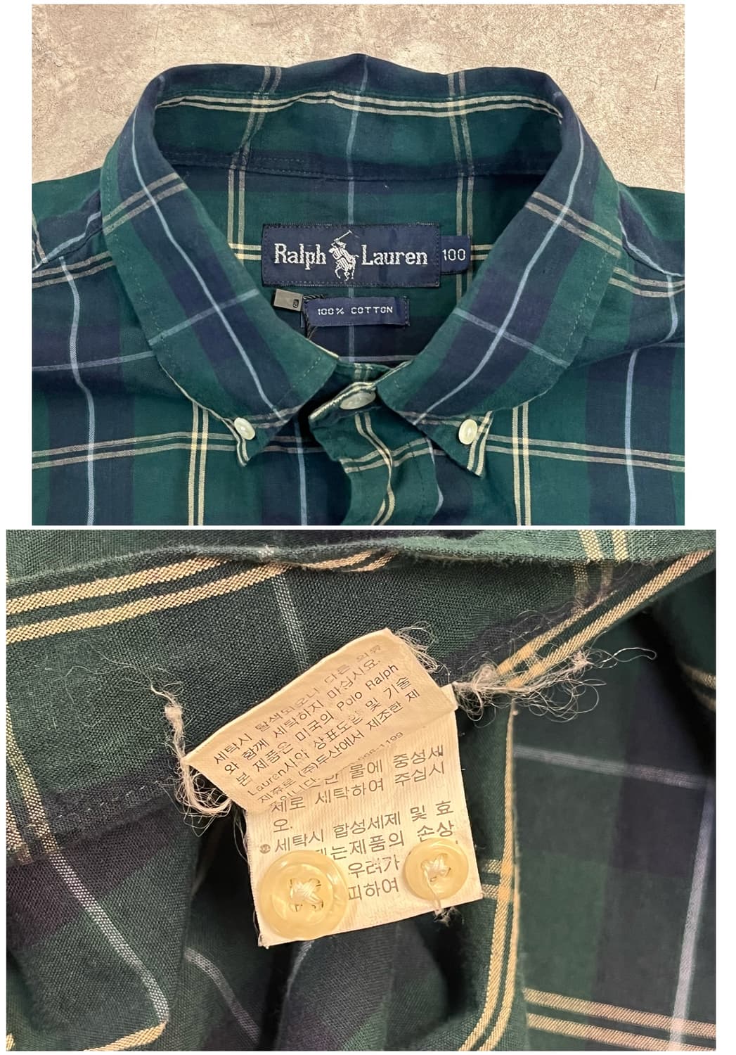 폴로 랄프로렌 체크 반팔 셔츠 그린 100 #csz3397 상품이미지3