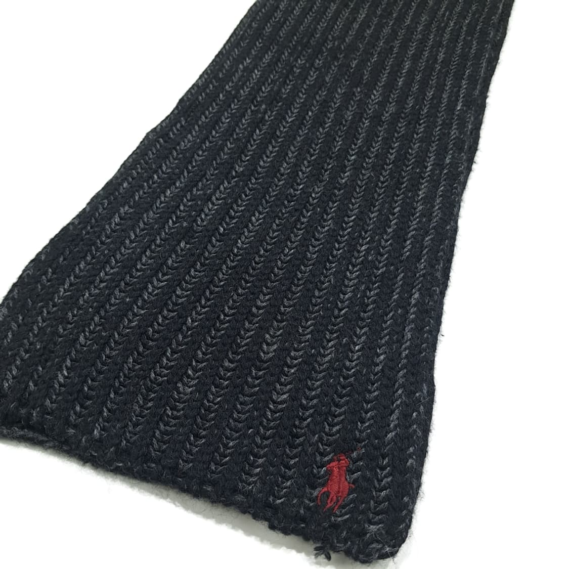 MX375 폴로 캐시미어 & 앙고라 블렌드 차콜 블랙 리브드 니트 머플 상품이미지4
