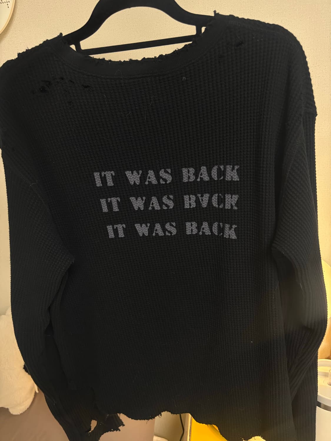 스탠드얼론 DISTRESSED WAFFLE T-SHIRT, BLACK 상품이미지1