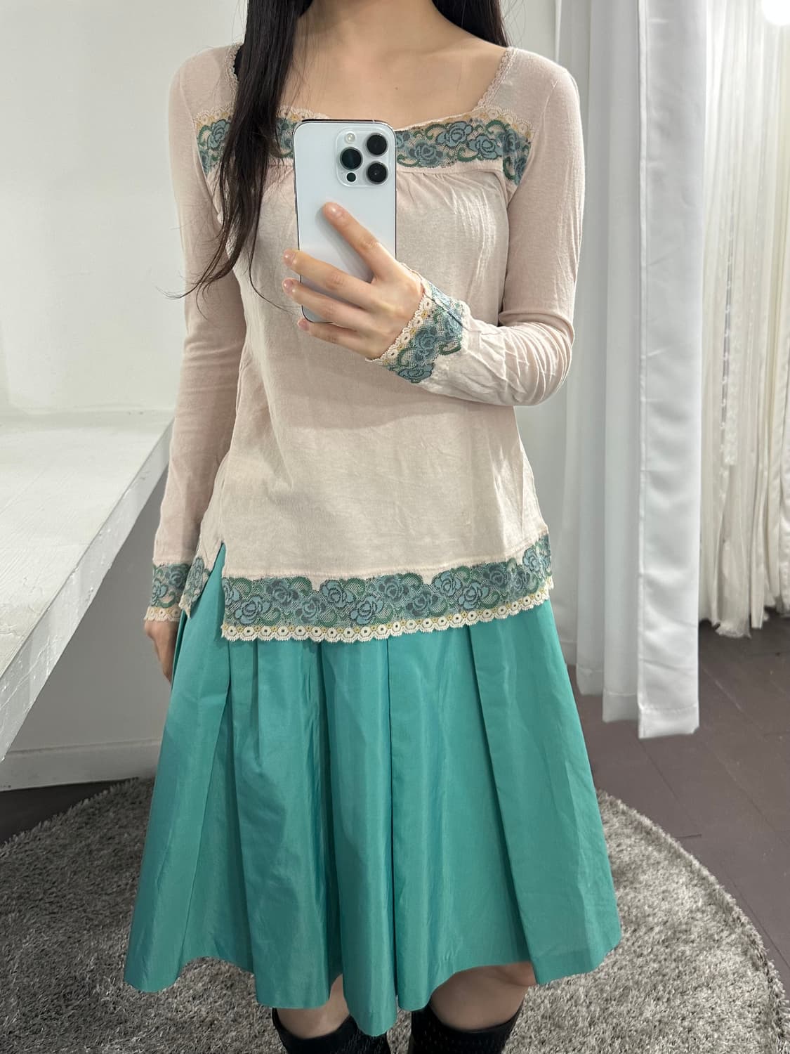 mint pleats skirt 상품이미지3