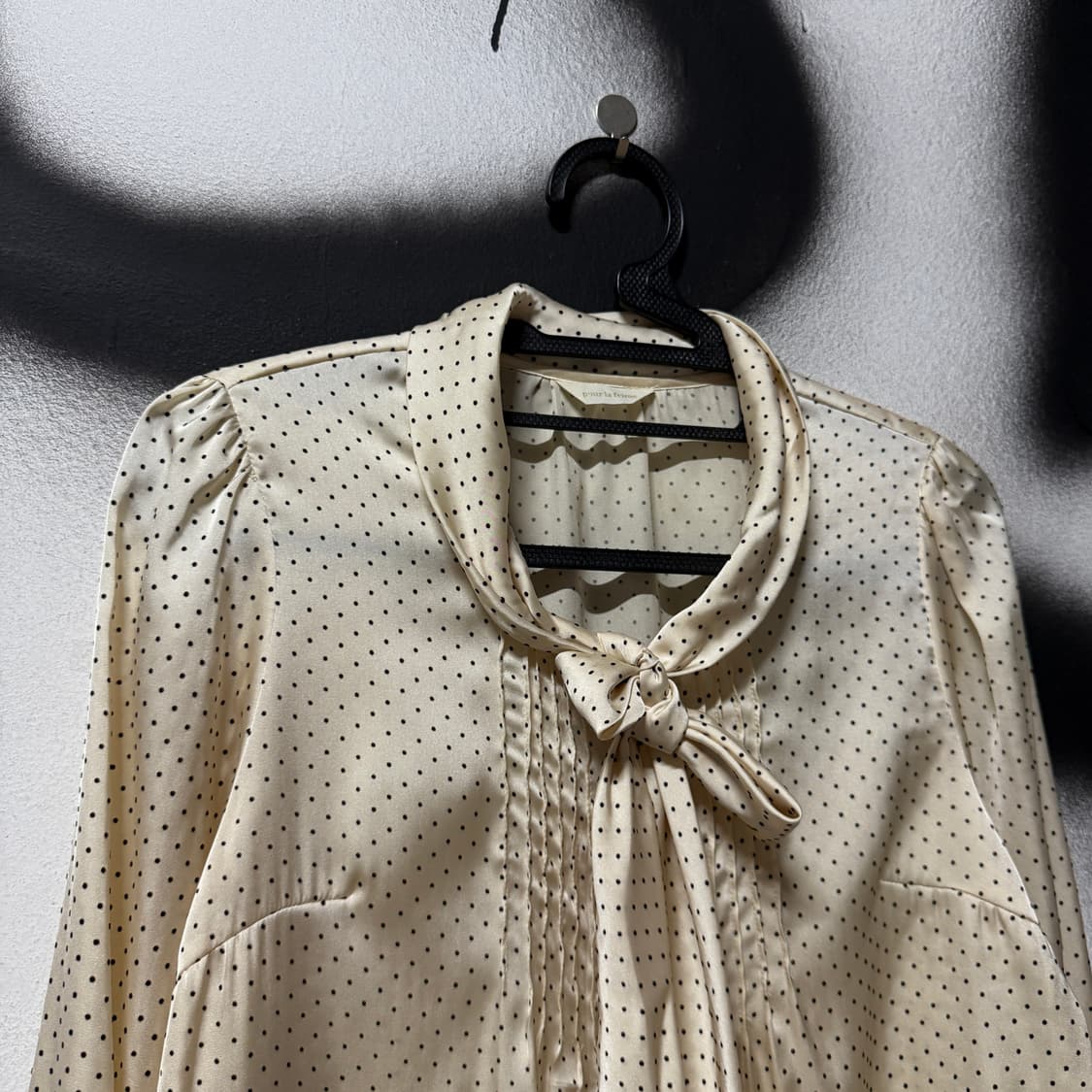VTG 빈티지 도트 패턴 새틴 타이 셔츠 블라우스 상품이미지3