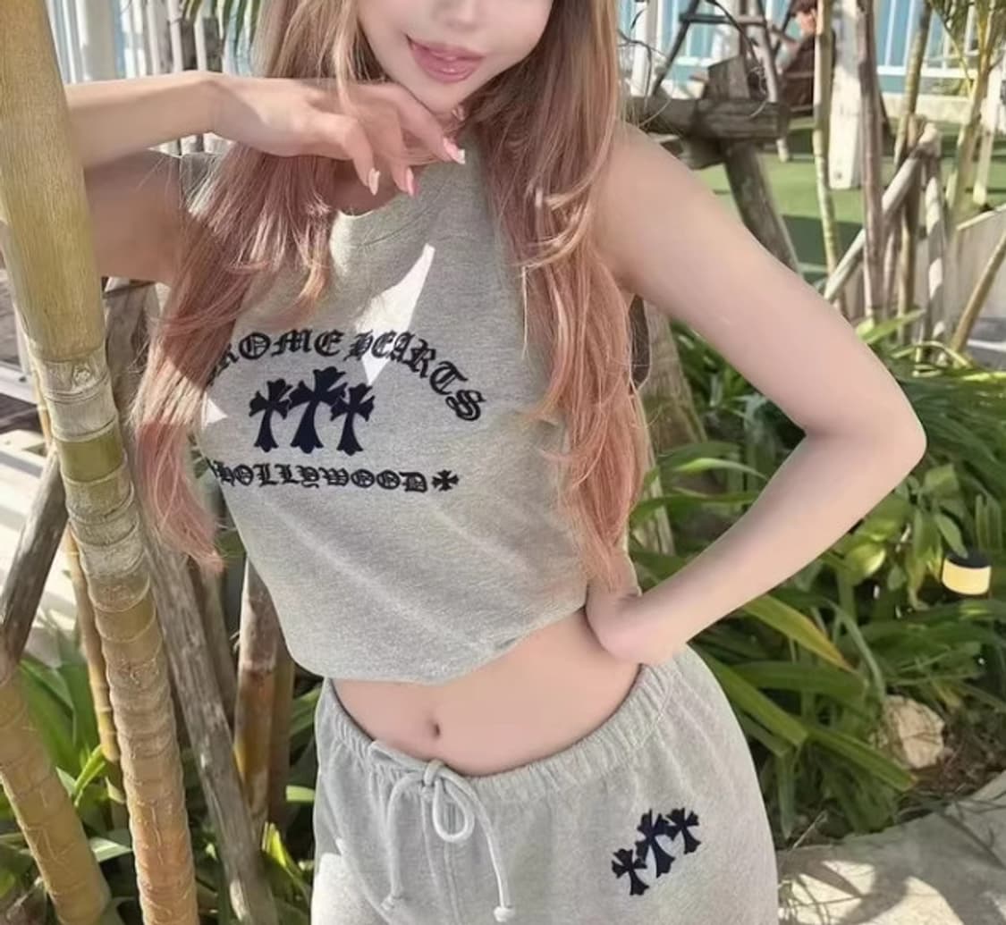크롬하츠 벨벳 트리플 십자가 탱크티 (일본 후쿠오카 점 구입) 상품이미지9