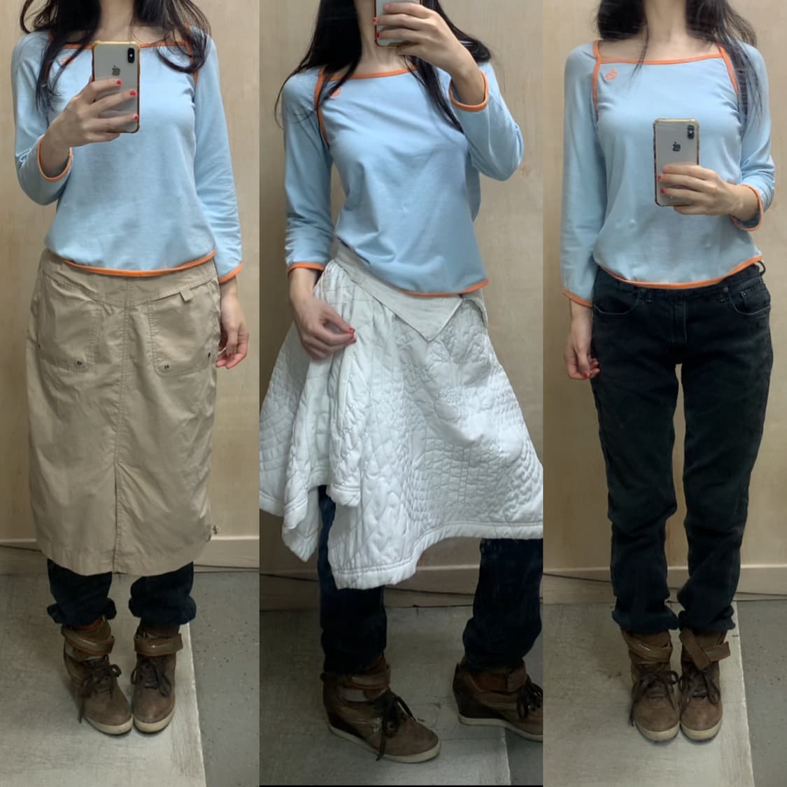  [직수입] 빈티지 티셔츠 블루 오렌지 상품이미지1
