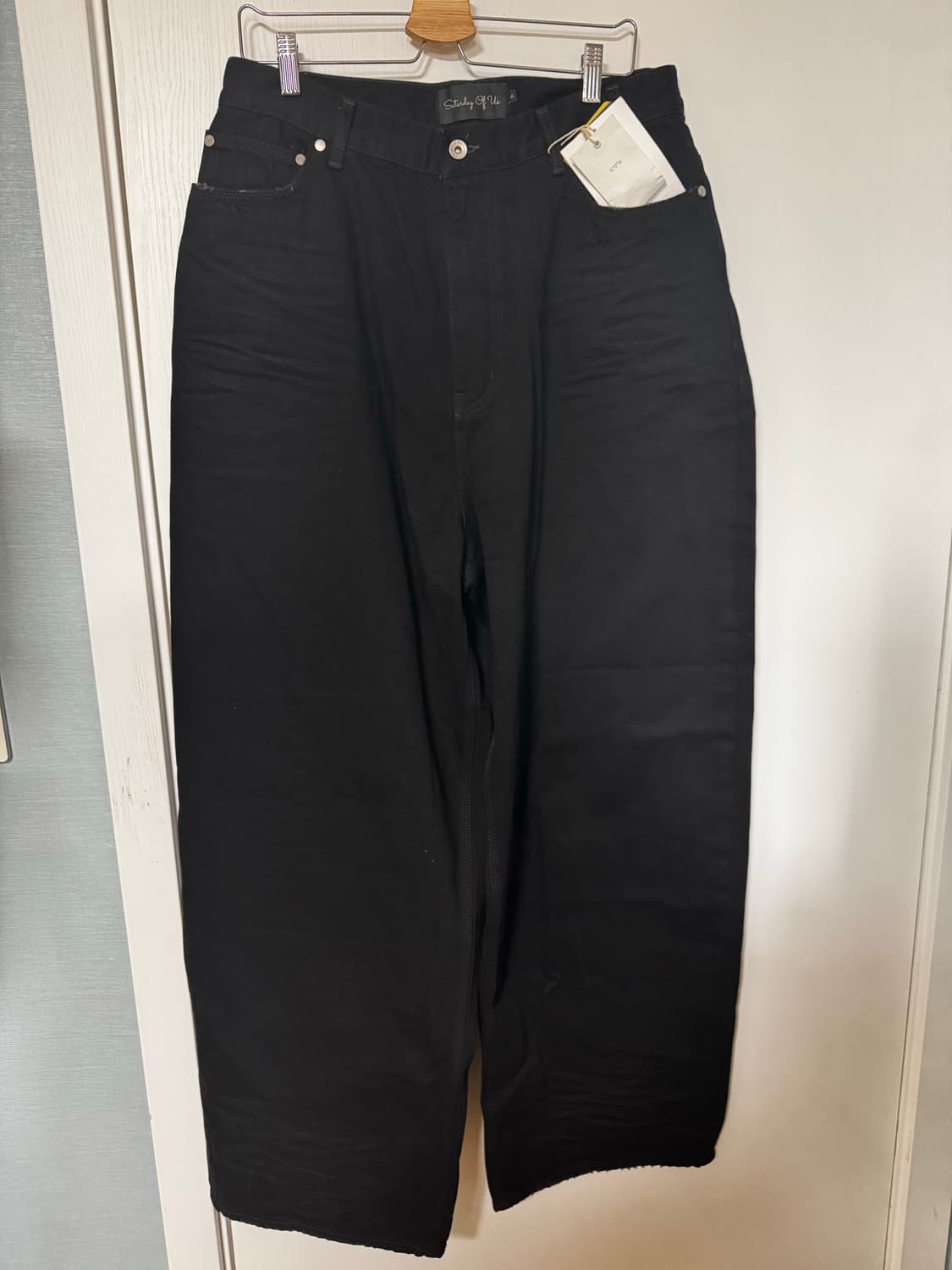 Stu 데미지드 벌룬핏 흑청 데님 청바지 L 새상품 상품이미지1