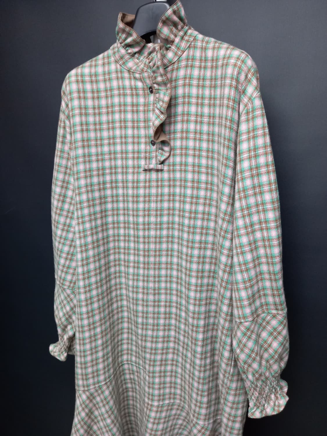 새 시스템 춘추동 모 체크 맥시 롱 원피스 44-77 상품이미지5