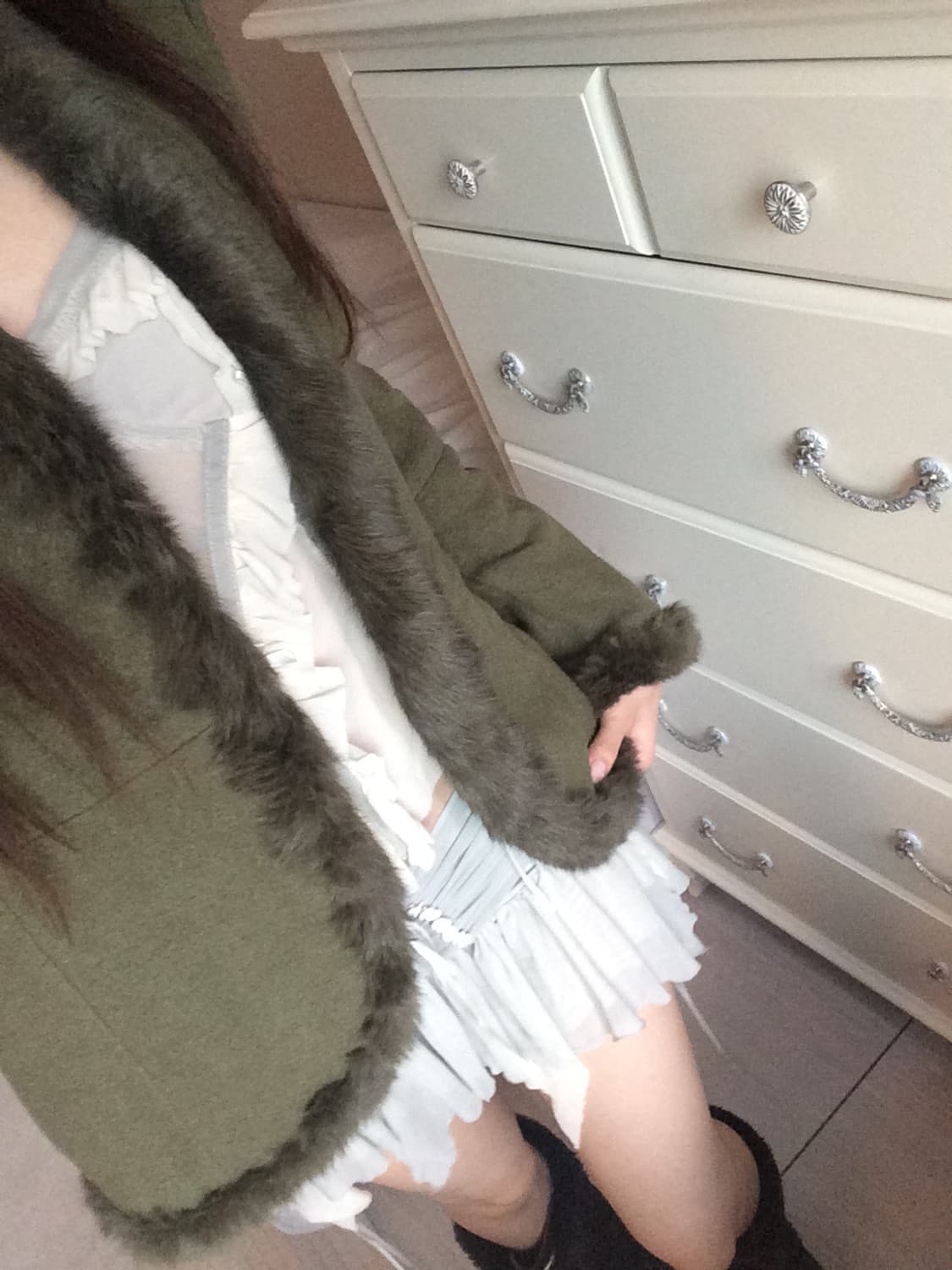 ꧁Daniel green aesthetic fur jacket꧂퍼 자켓 상품이미지7