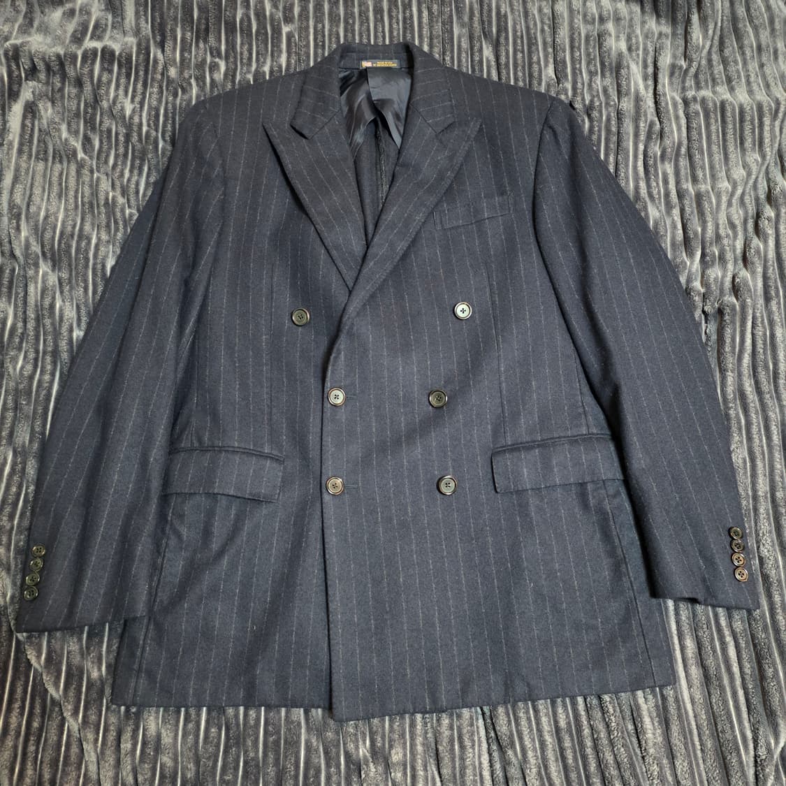 폴로 메이드 IN USA 울 스트라이프더블자켓 네이비 42L 상품이미지1