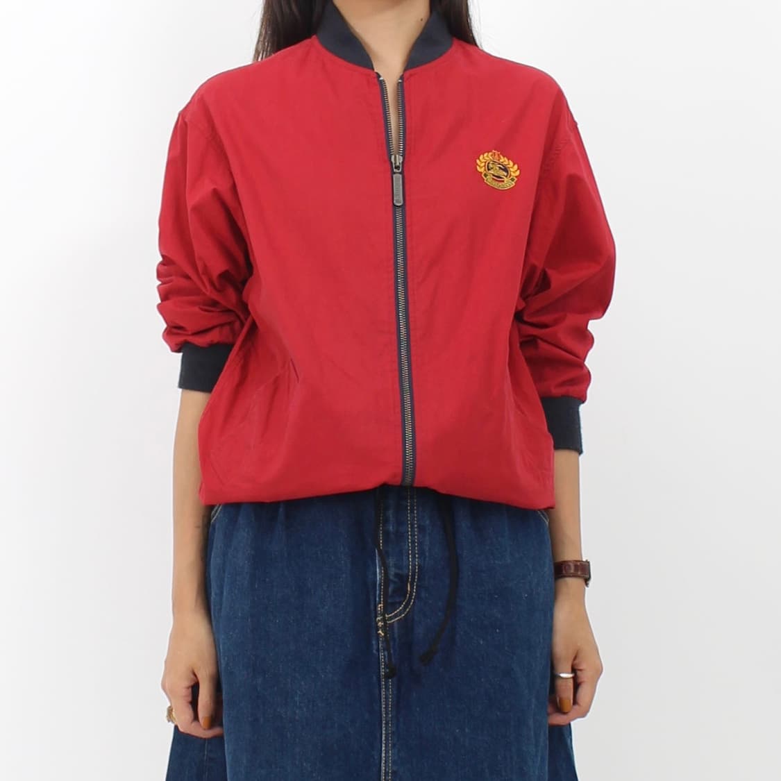 버버리 Burberry 90s 빈티지 로고 자수 레드 집업 지퍼 자켓 상품이미지1
