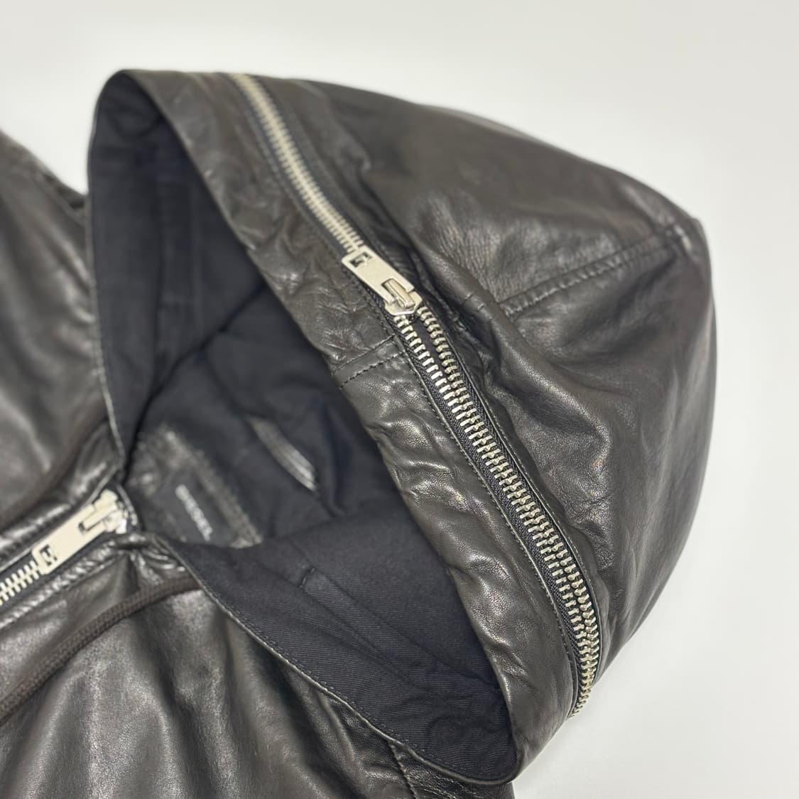 디젤(DIESEL) 램스킨 후드 레더 자켓 상품이미지4