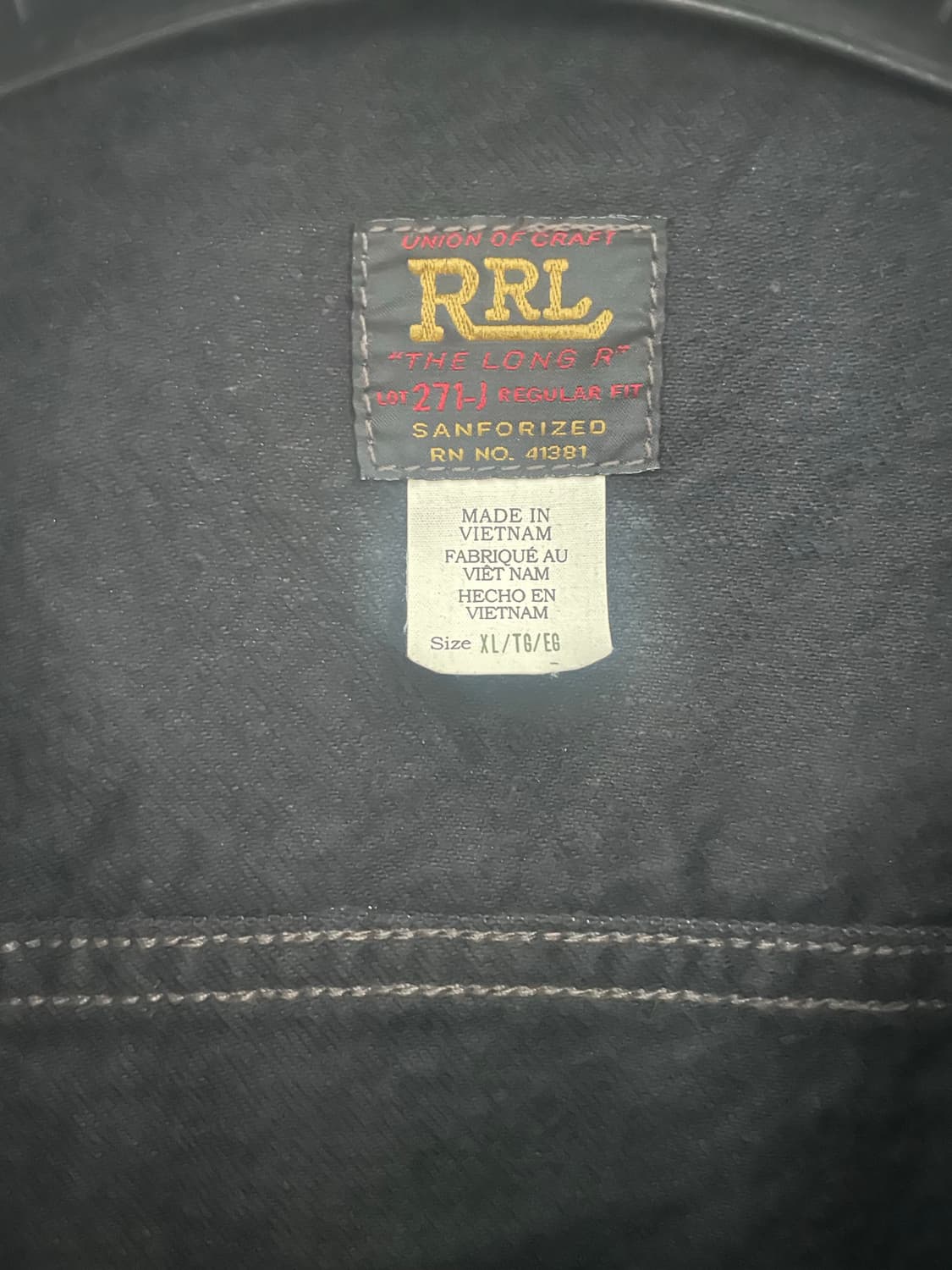 RRL 블랙 데님 자켓 트러커 XL 새제품(더블알엘) 상품이미지3