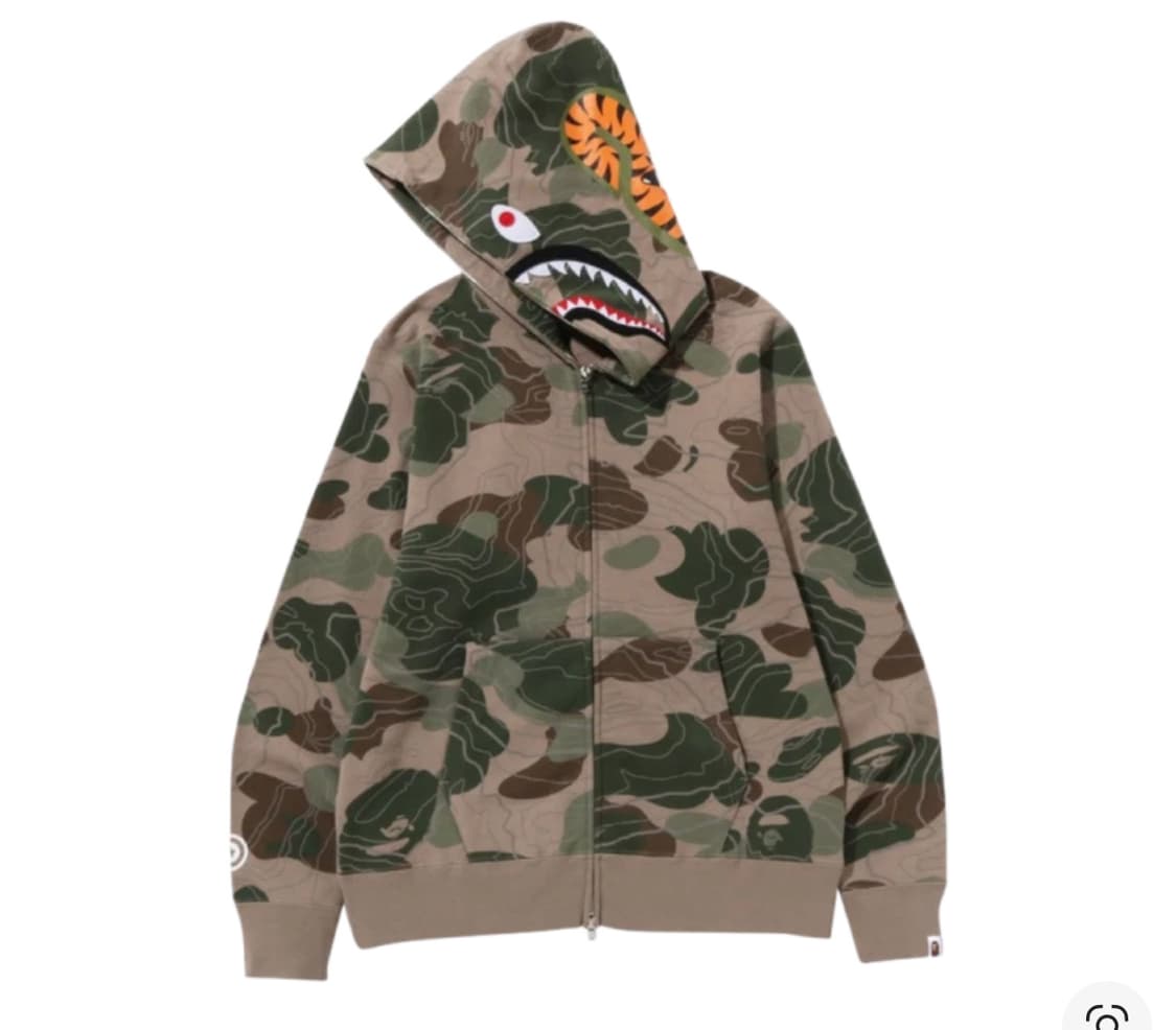 Bape 베이프 레이어드 라인 카모 샤크 풀 집 후드 토프 녹계 황계 상품이미지2
