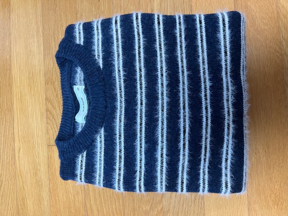 웨이비니스 헤어리 스트라이프 니트 아쿠아블루 2 상품이미지2