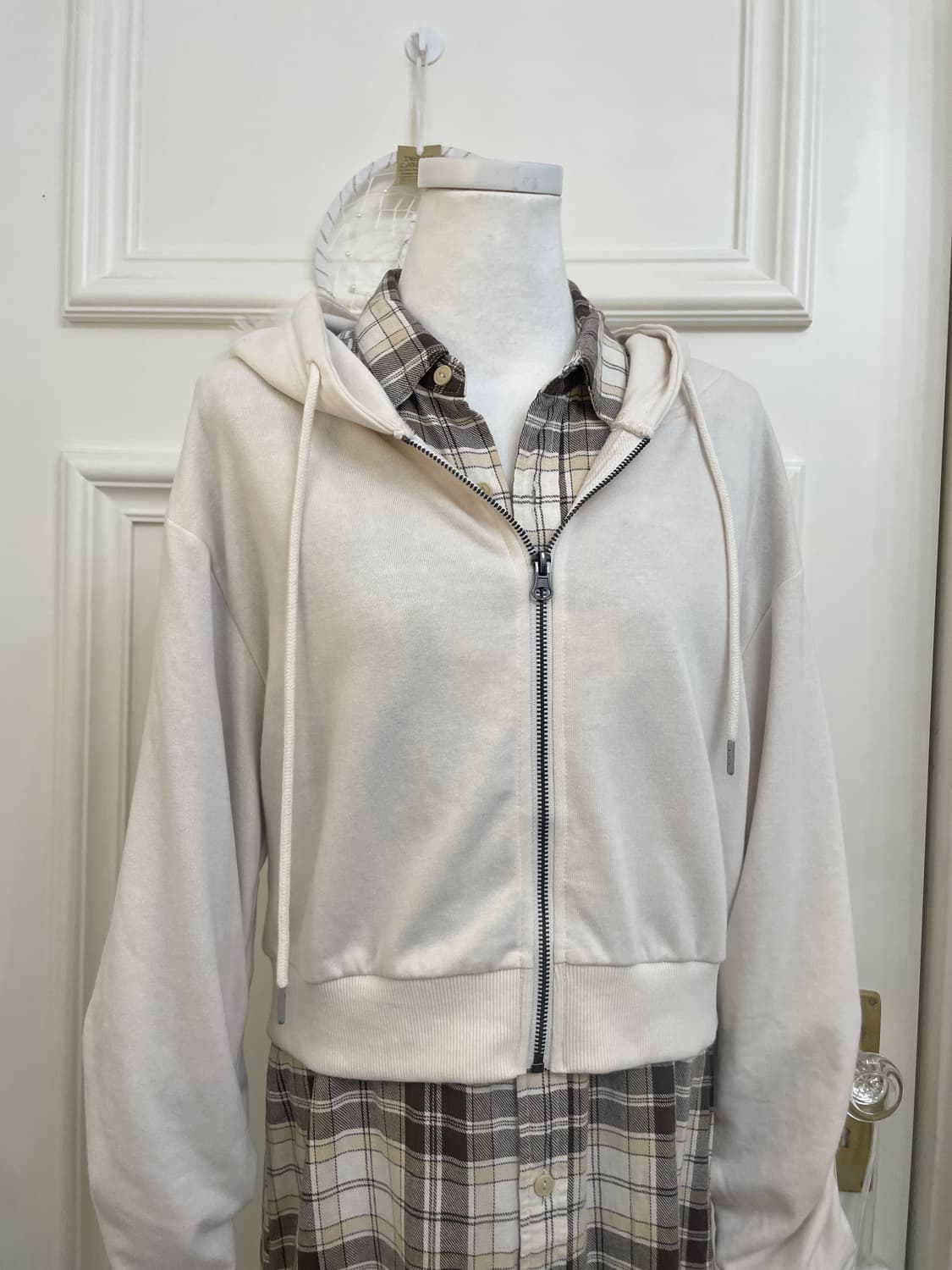 ivory sleeve shirring hoodie-zip(size-L) 상품이미지6