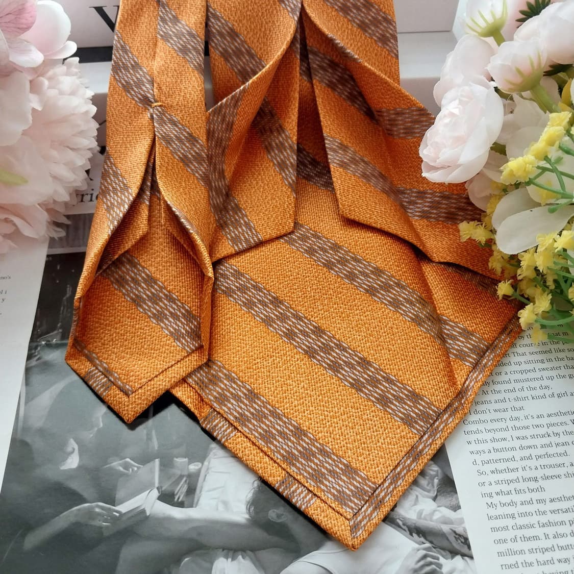 불가리 실크 세븐폴드 스트라이프 넥타이 9.8cm A+등급  K1263
 상품이미지5