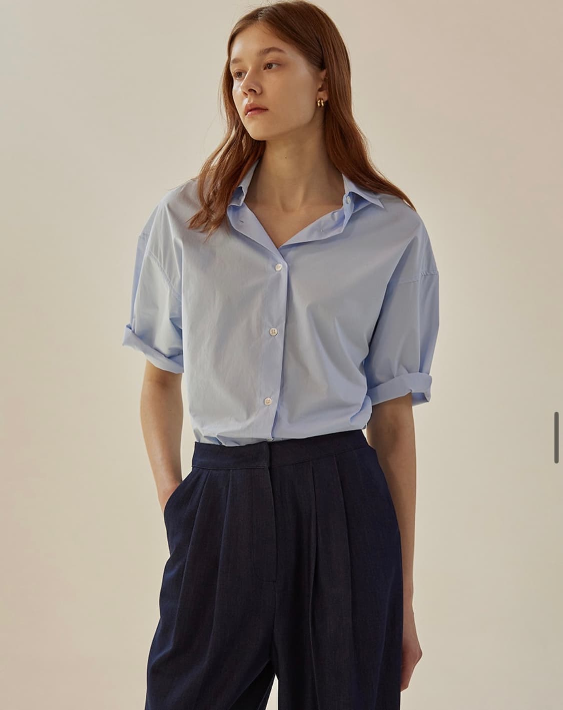 (2가지일괄)망고매니플리즈 카운티 와이드 슬랙스 롱m , 스카이블루 셔츠 상품이미지2