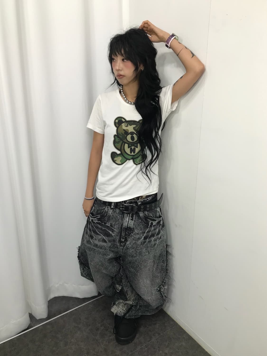 히스테릭글래머 카모 퍽베어 티셔츠 (레어) 상품이미지3