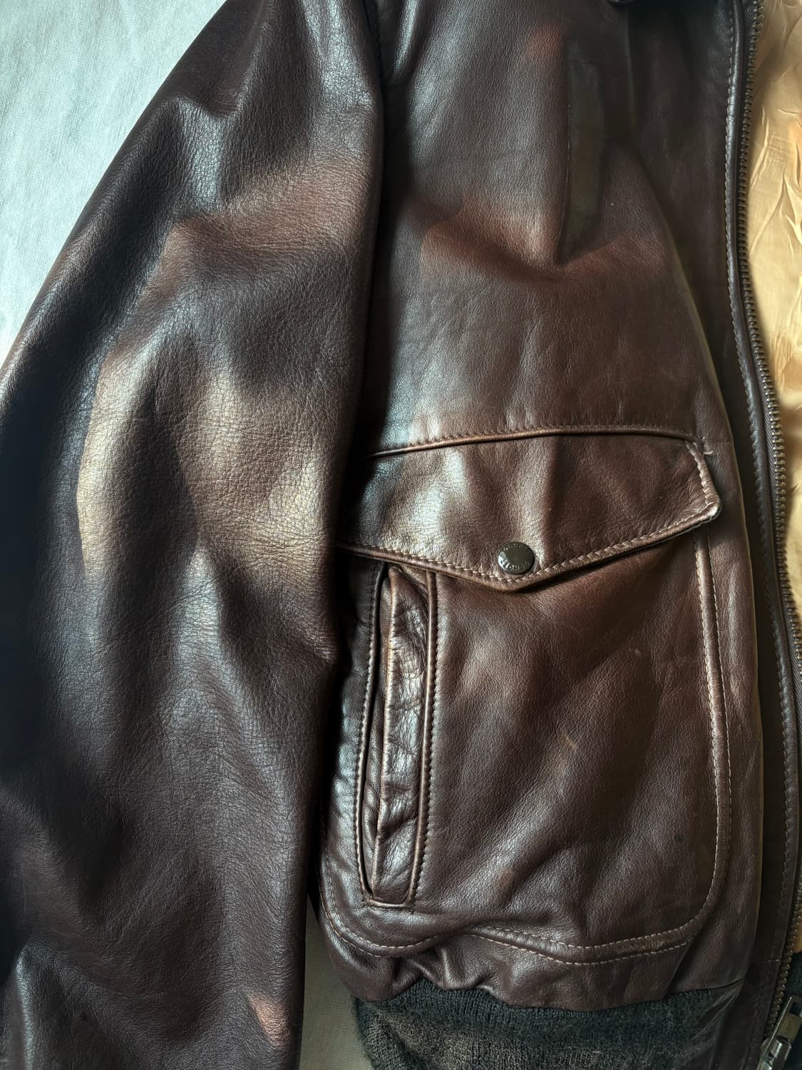 90s USA Schott Leather Jacket 상품이미지3