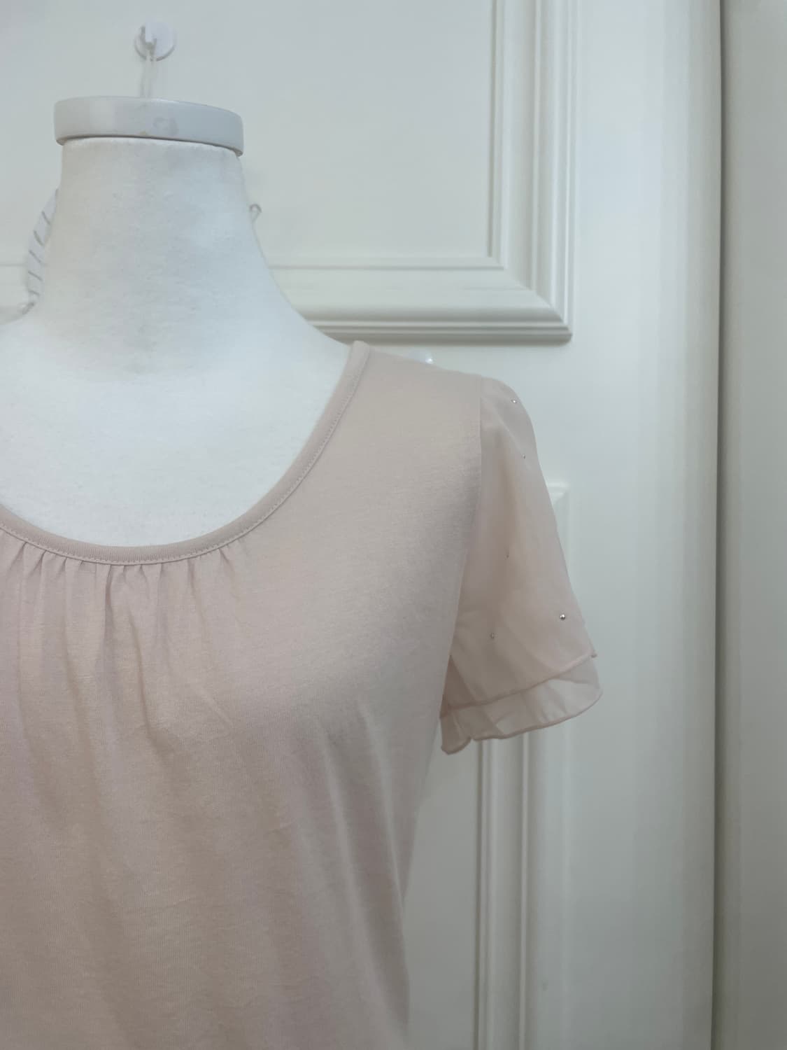 sheer pink sleeve cubic point top 상품이미지6