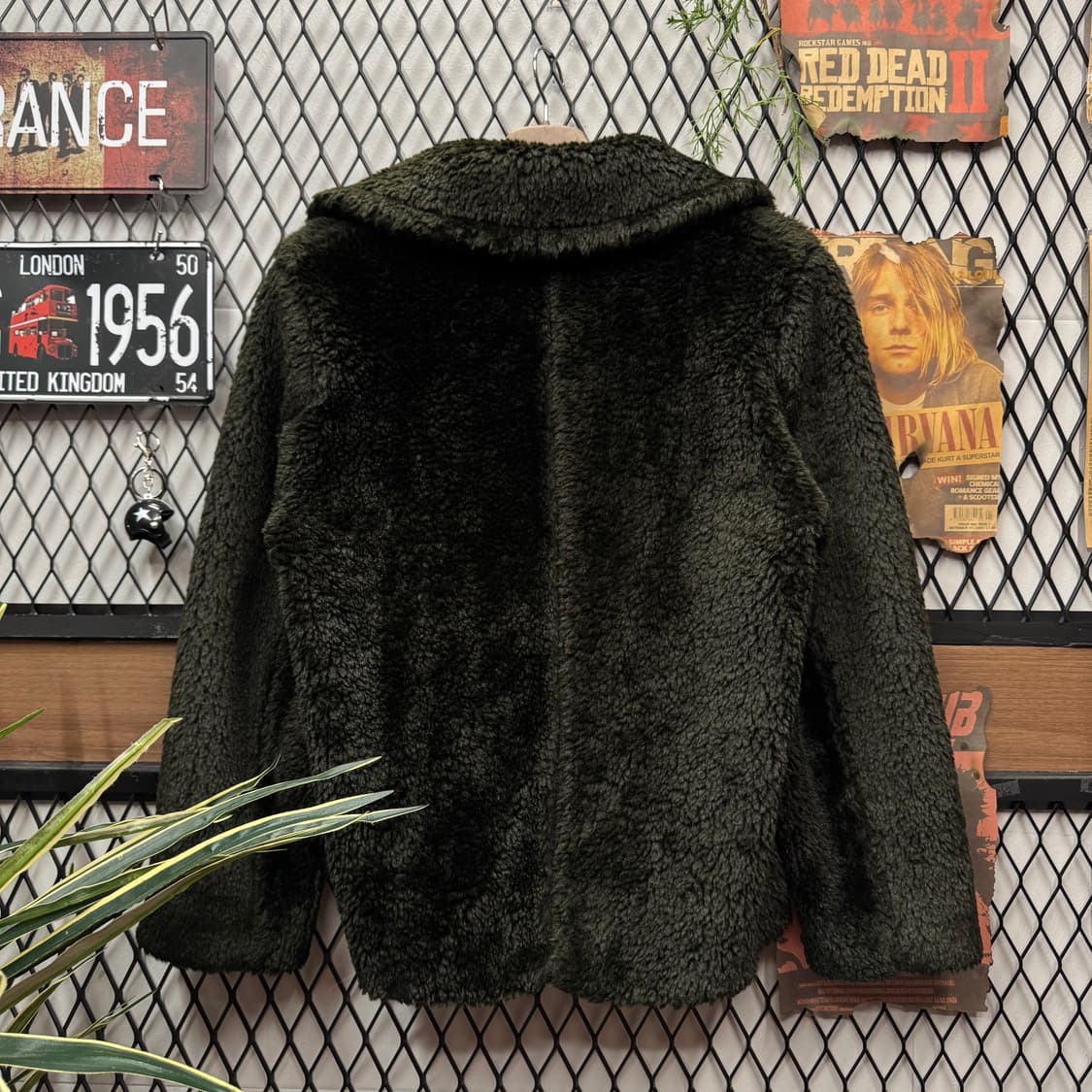 마이클 코어스 카라 퍼 숏코트 체인 버튼 포인트 딥그린 상품이미지2