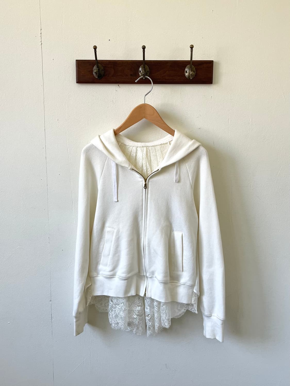 Clean2 화이트 레이스 후드집업 상품이미지1