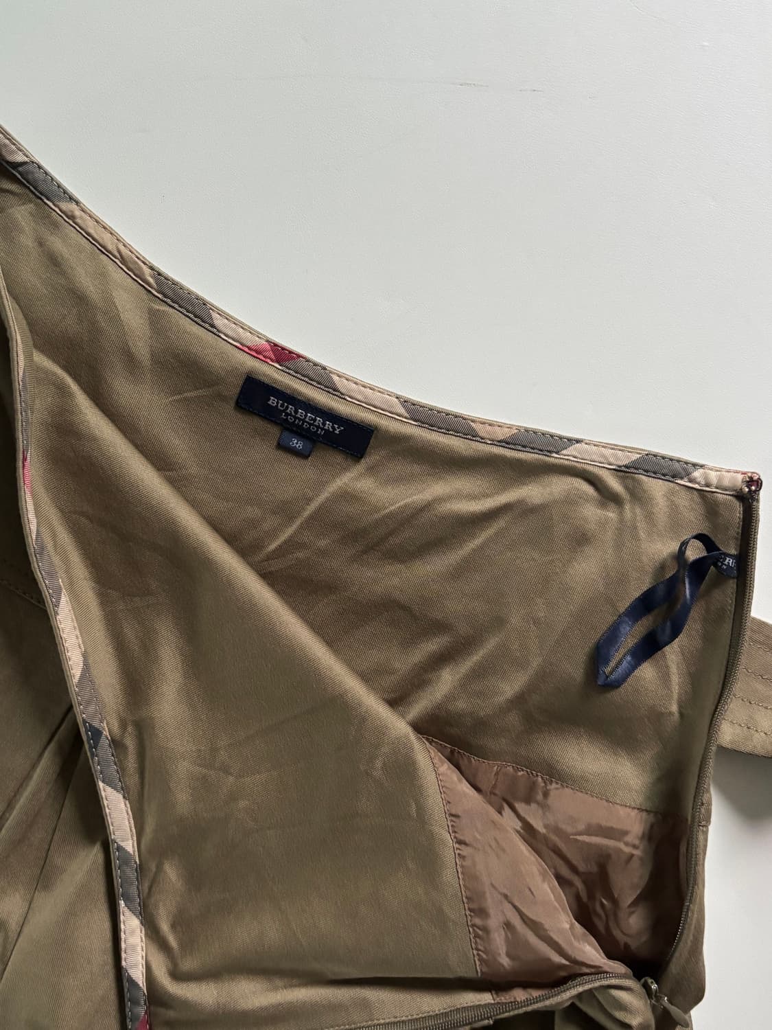 Burberry 버버리 런던 카키 플리츠 벨티드 스커트 상품이미지5