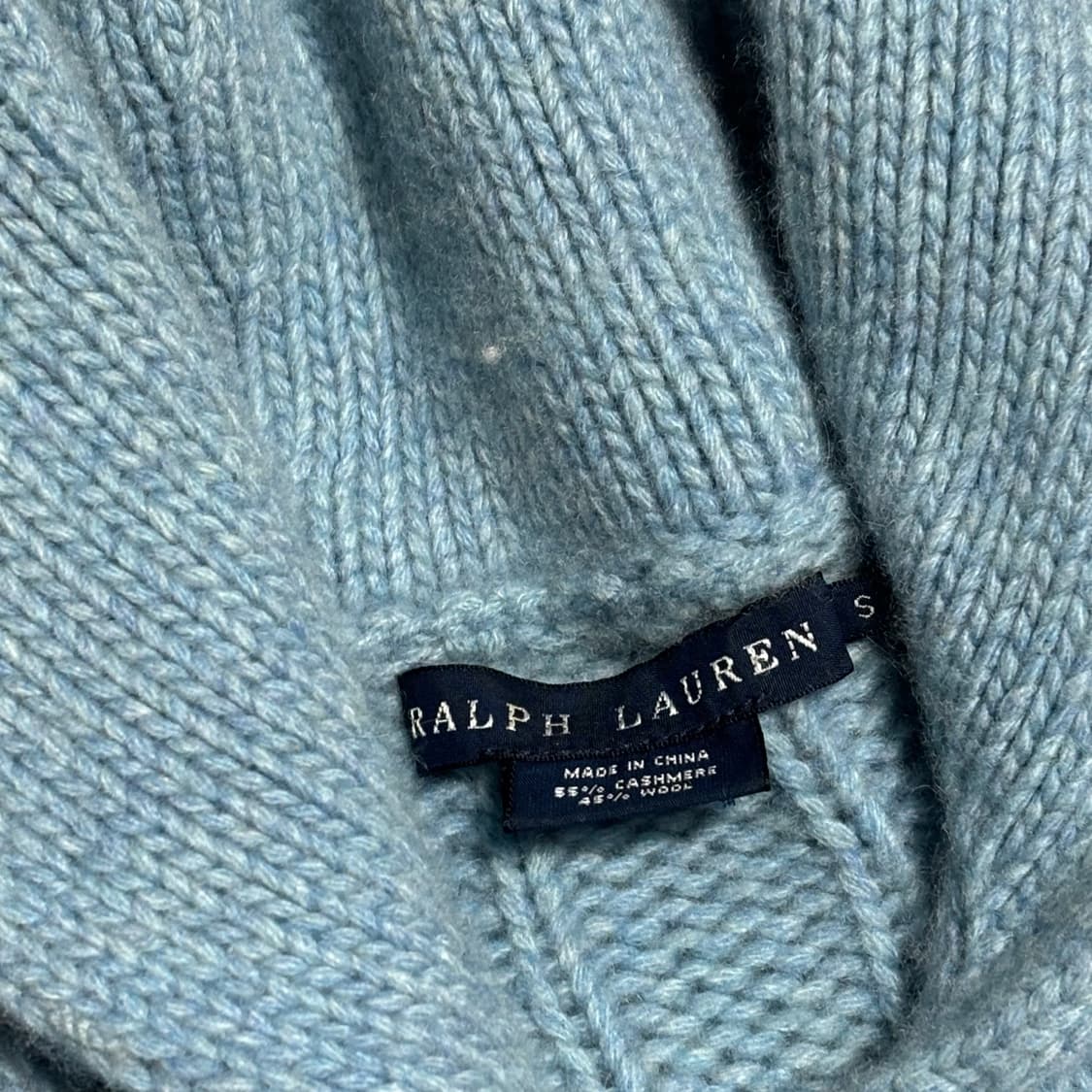 S 폴로랄프로렌 스카이블루 캐시미어 숄 카라 가디건 상품이미지4