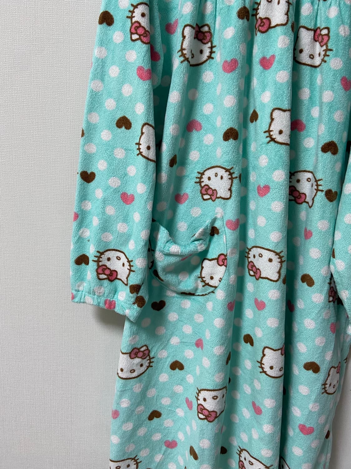 빈티지 2013 산리오헬로키티 수면잠옷 민트초코 도트 원피스 라떼히메갸루 상품이미지3